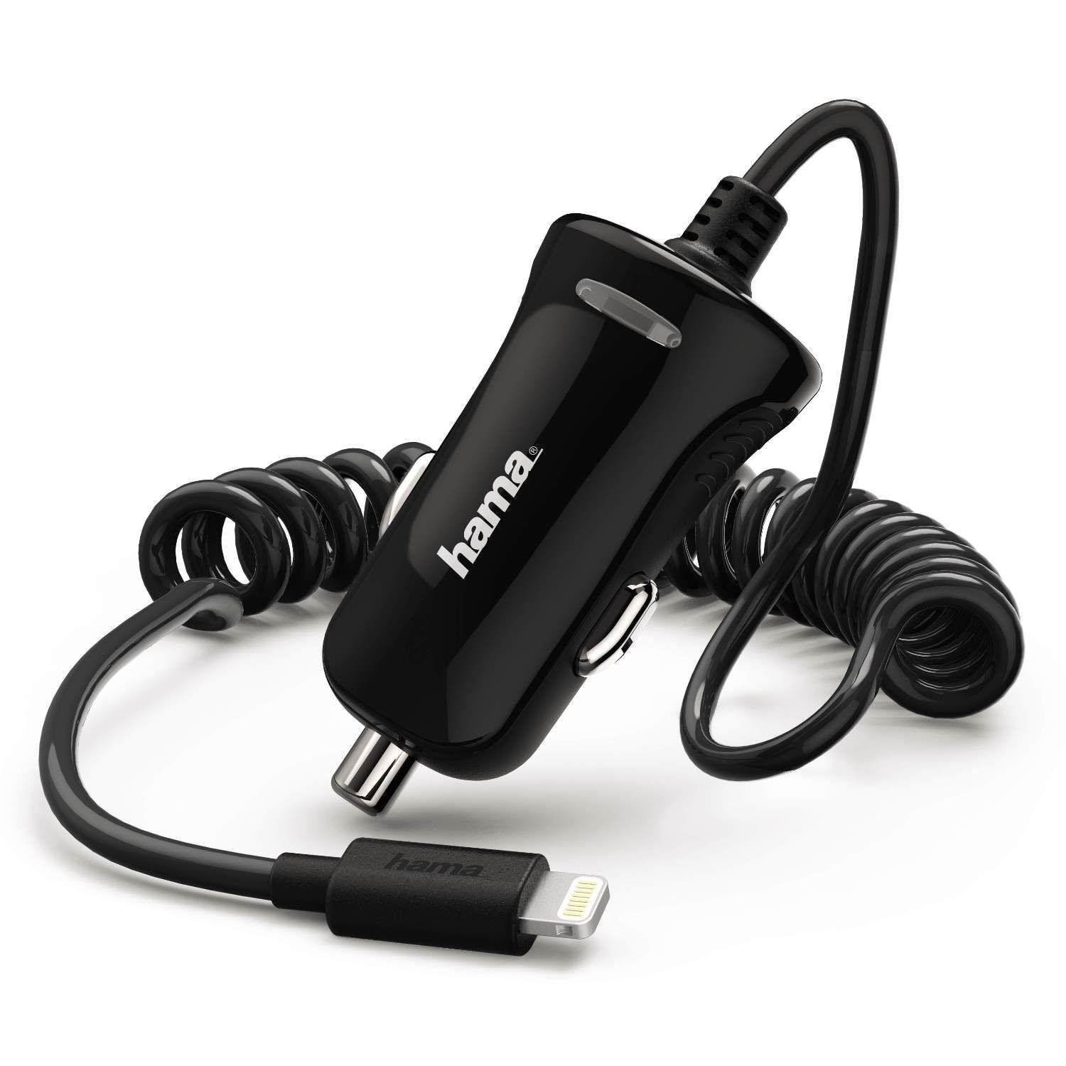 Hama KFZ Schnell-Ladekabel Lightning Spiral-Kabel Schwarz Tablet-Kabel, Lightning, Lade-Adapter Auto Ladegerät Schnellladung Spiralkabel Ladekabel