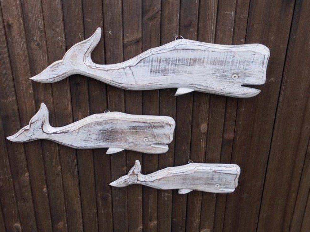 Deko-Impression Wanddekoobjekt Wale Wanddekoobjekt. Wal 3er Set Maritimes Deko-Objekt 32-50 cm (3 St)