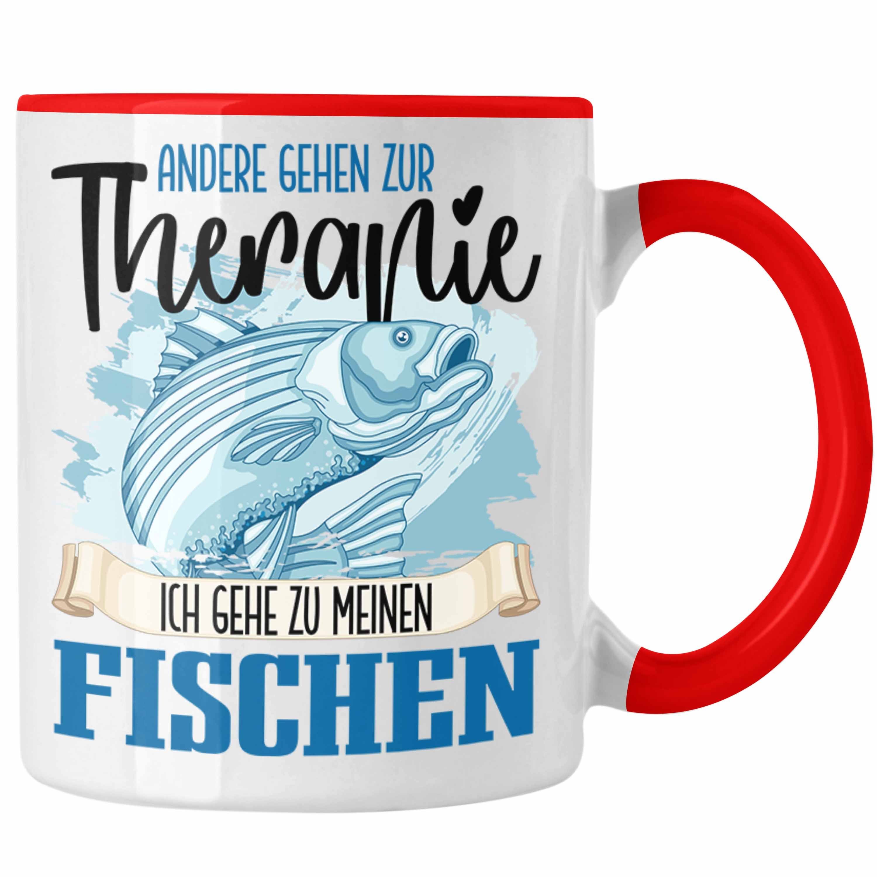 Trendation Tasse Trendation - Angler Tasse Geschenk für Fisch Besitzer Therapie Lustige Rot