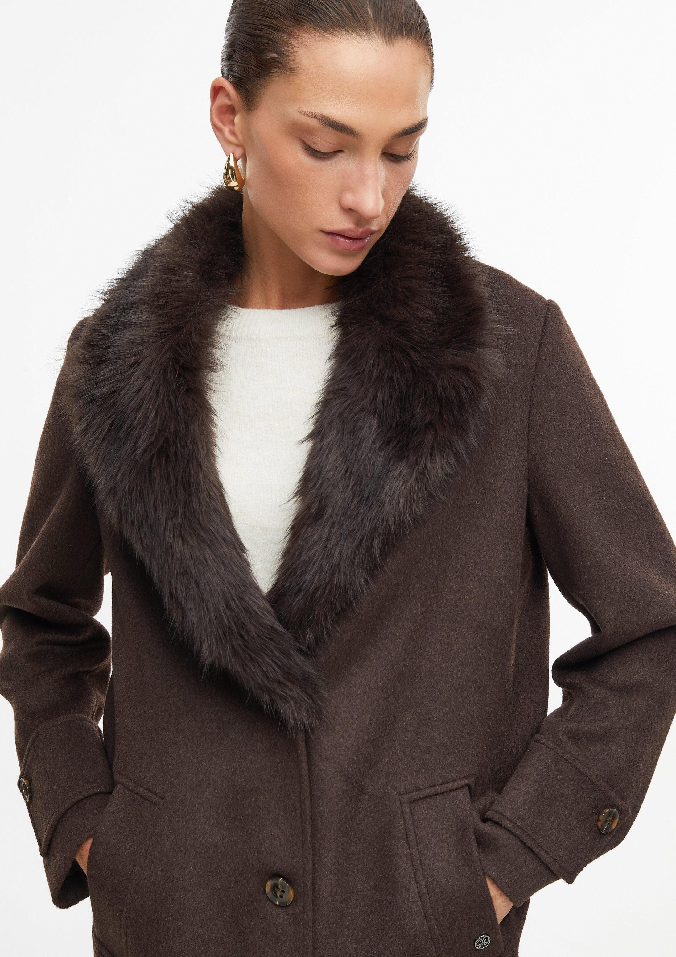 s.Oliver Funktionsmantel Outdoor-Mantel Mantel aus Wollmix mit abnehmbarem Fake-Fur-Kragen – Bild 4 von 5