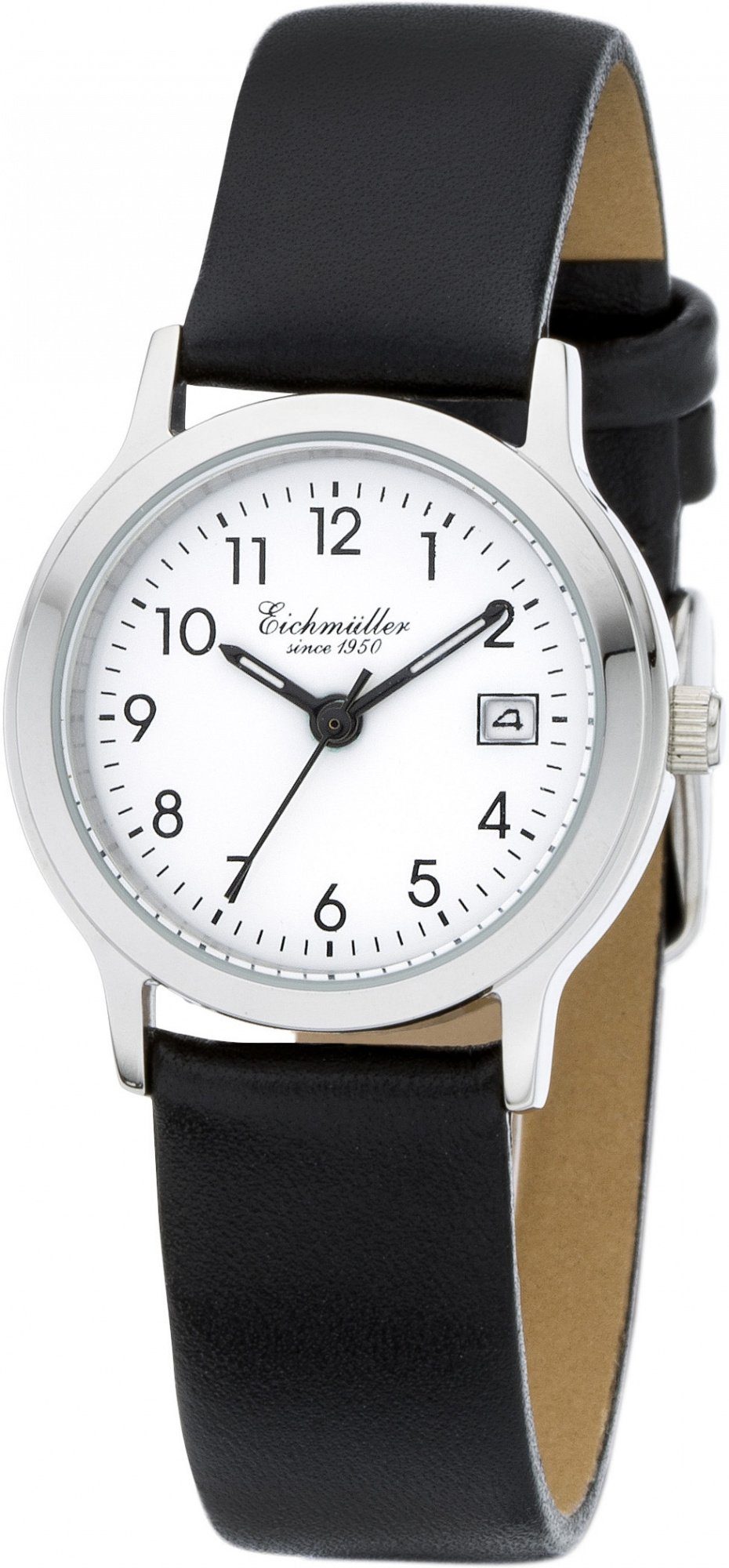 Damen Uhren Eichmüller Quarzuhr Damenuhr 3054-01 weiss-schwarz Lederband 26 mm