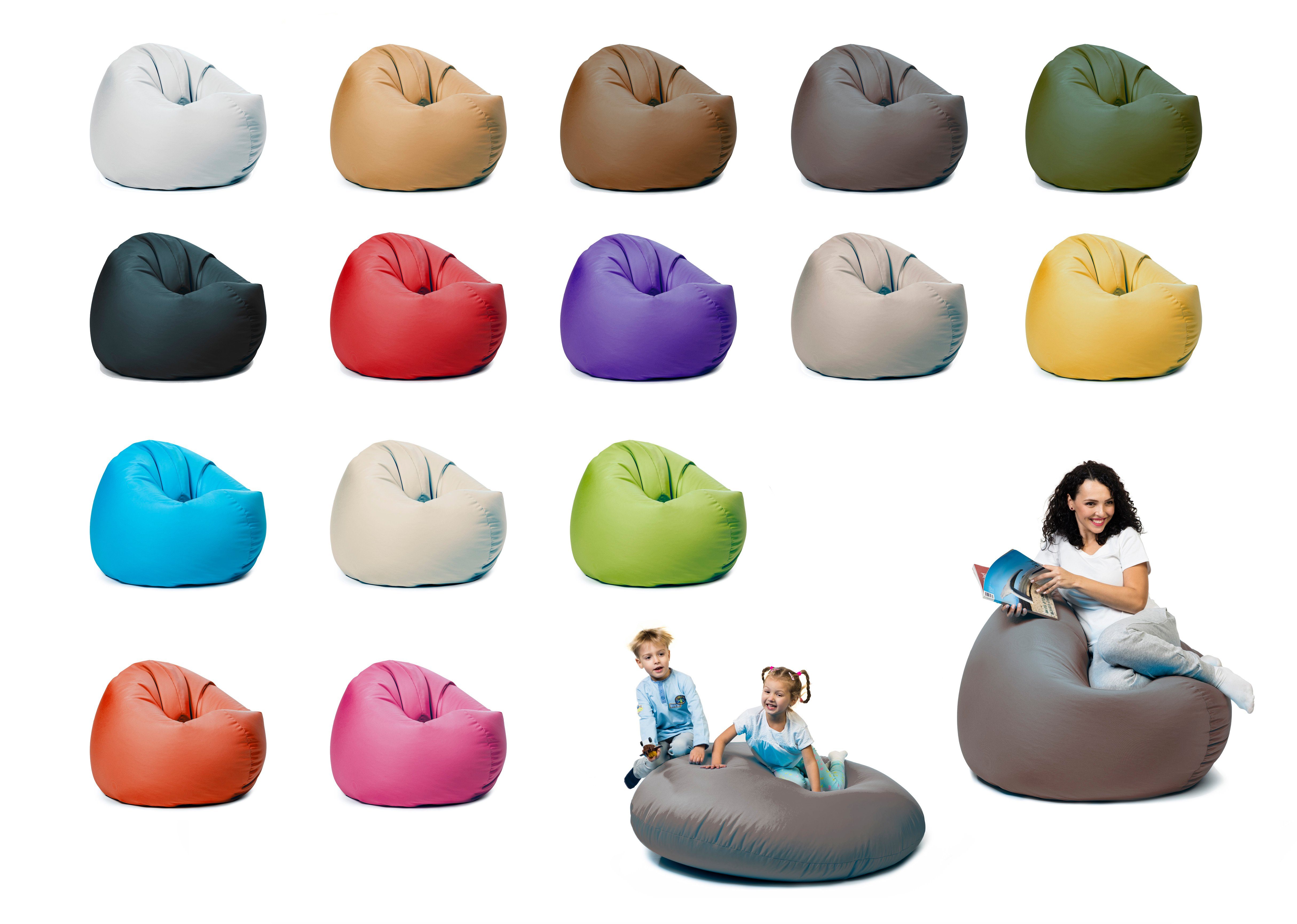 sunnypillow Sitzsack mit Styropor Füllung Outdoor & Indoor für Kinder und Erwachsene Anthrazit