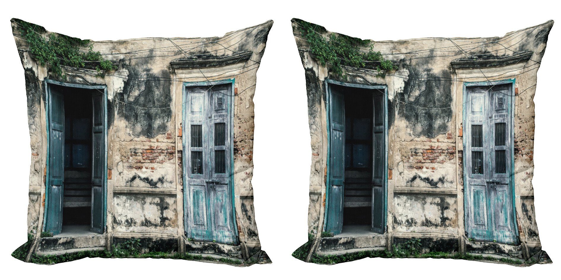 Rock Rustikal Doppelseitiger Digitaldruck, Stück), Kissenbezüge Abakuhaus Türen House (2 Modern Accent von Old