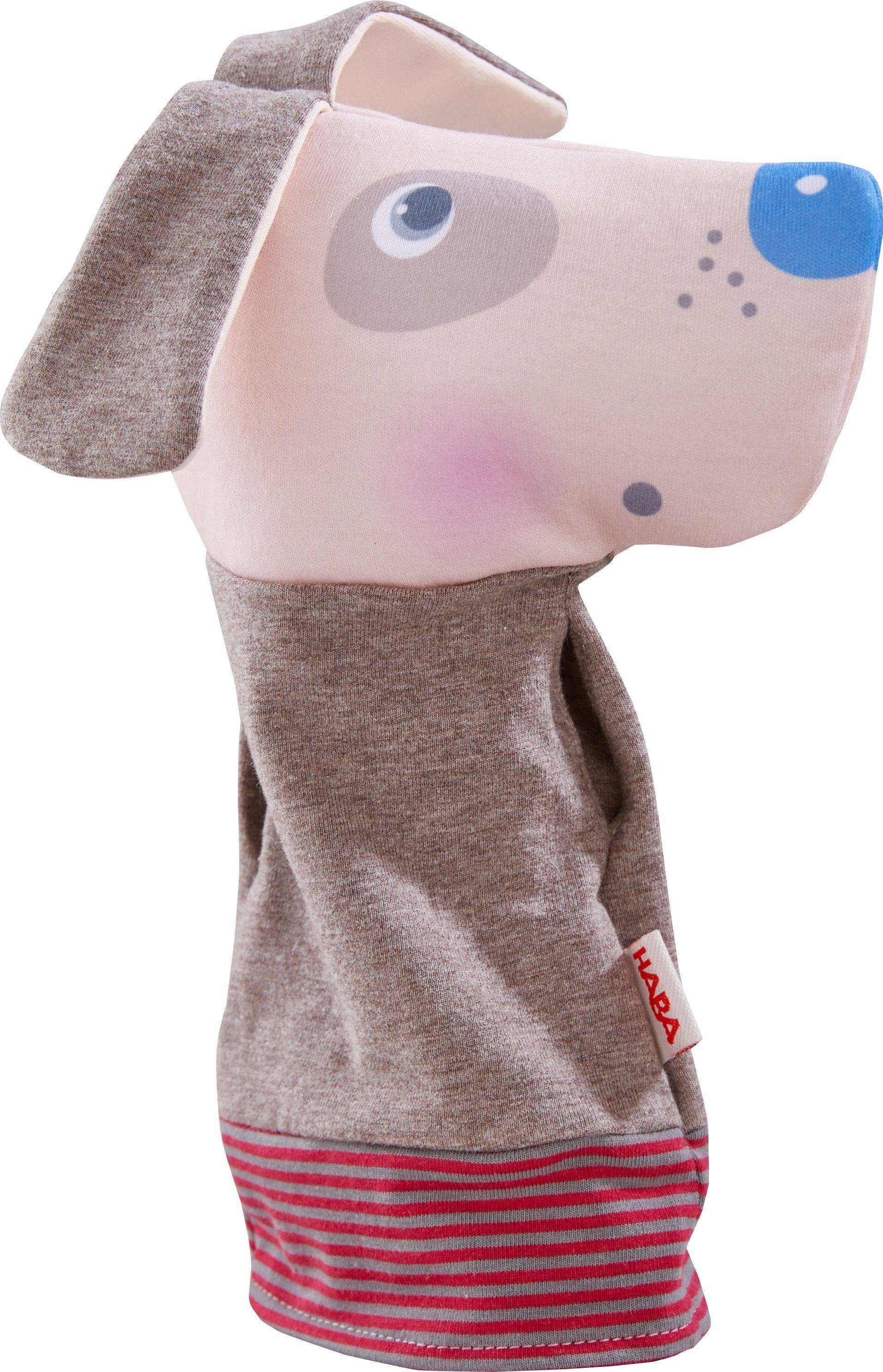 Haba Babypuppe HABA 306234 - Fingerspielpuppe Hund, Handpuppe, Stoff, 30 cm