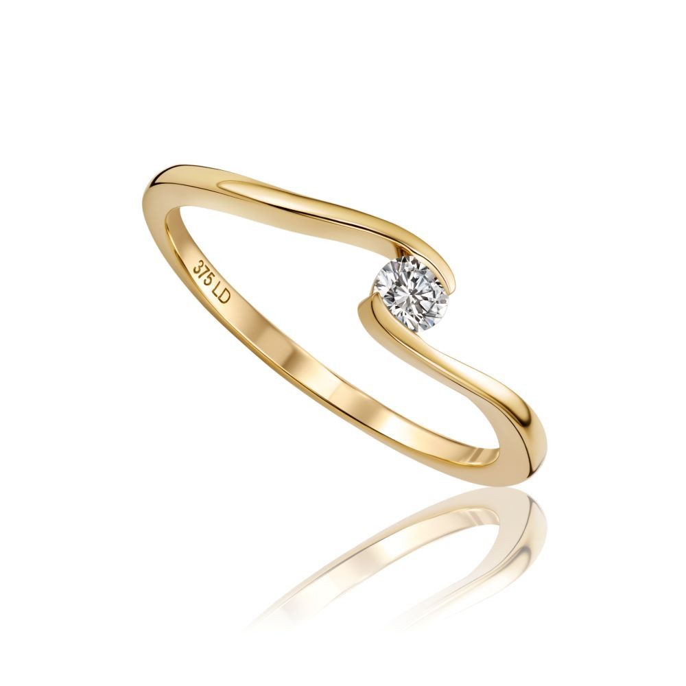 Miore Solitärring für Damen in 9K (375) Gelbgold mit Diamant 0,10 oder 0,16 ct, in Spannfassung - Echtgold