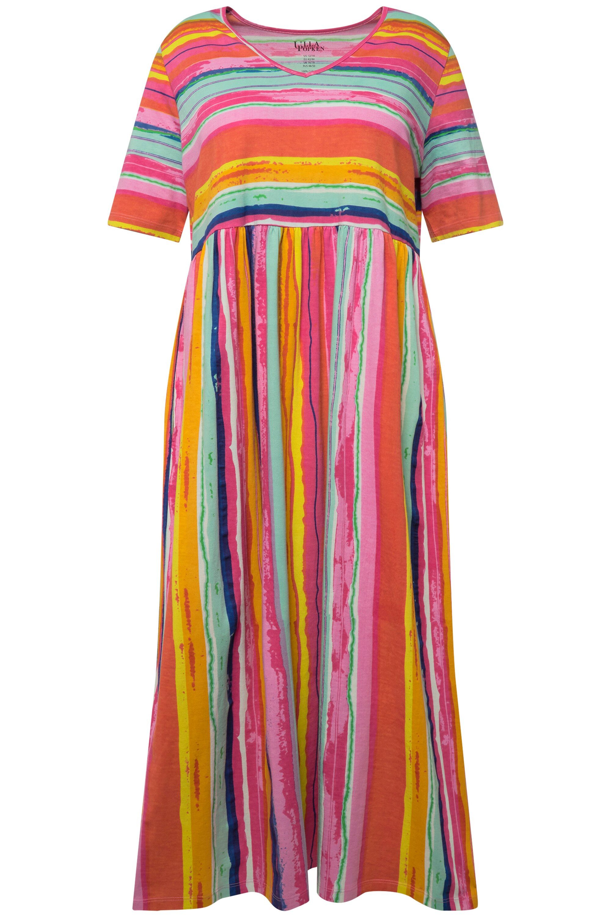 Ulla Popken Maxikleid Jerseykleid Streifenmix A-Linie günstig online kaufen
