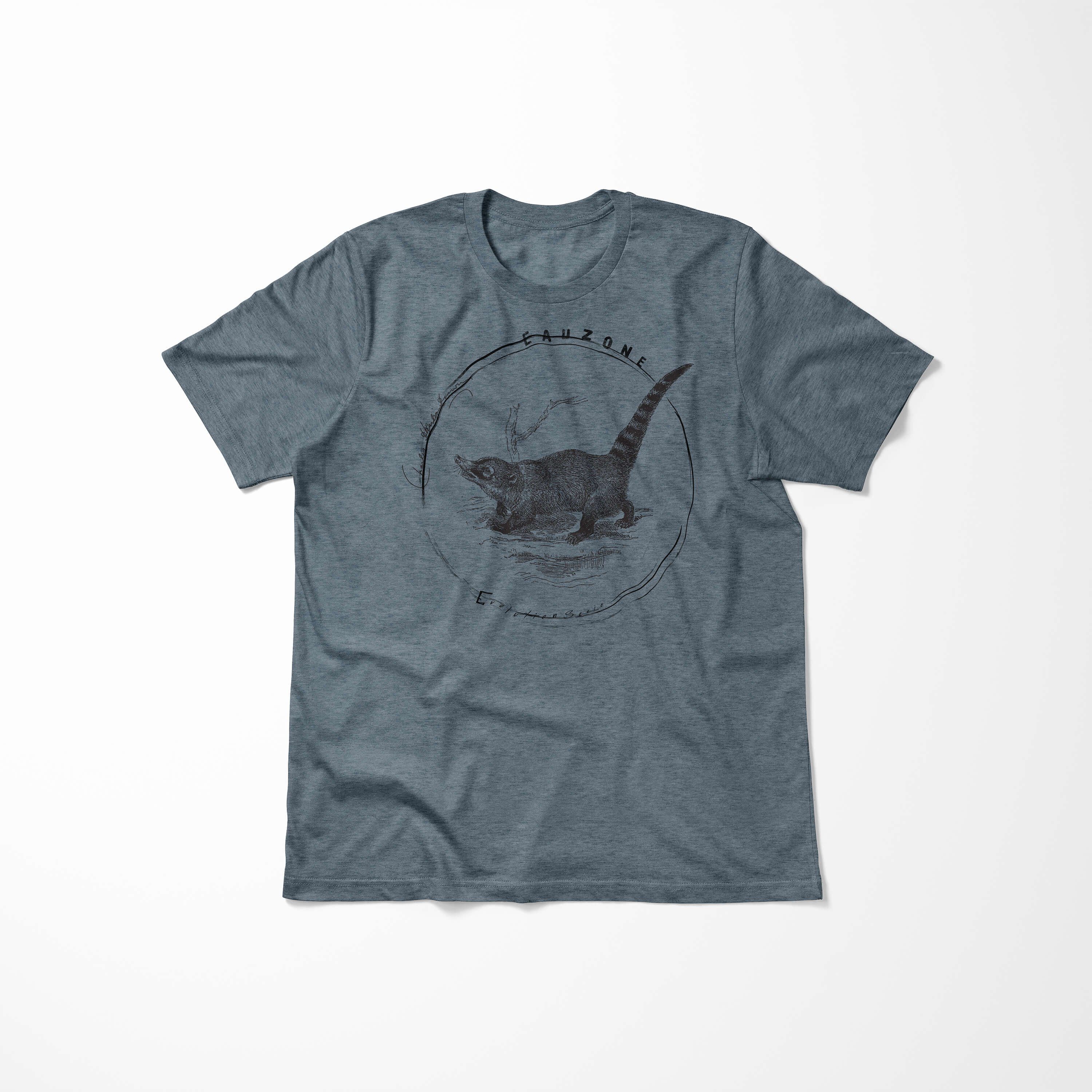 Herren Nasenbär T-Shirt Art Evolution Indigo Sinus T-Shirt