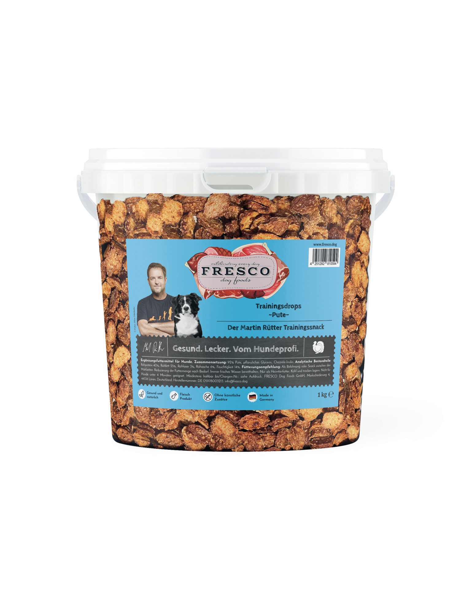 Fresco Dog Martin Rütter Trainingsdrops Pute 1kg, gesunde Hundeleckerli, Snack für: Hunde, Getreidefrei, zuckerfrei & hoher Fleischanteil