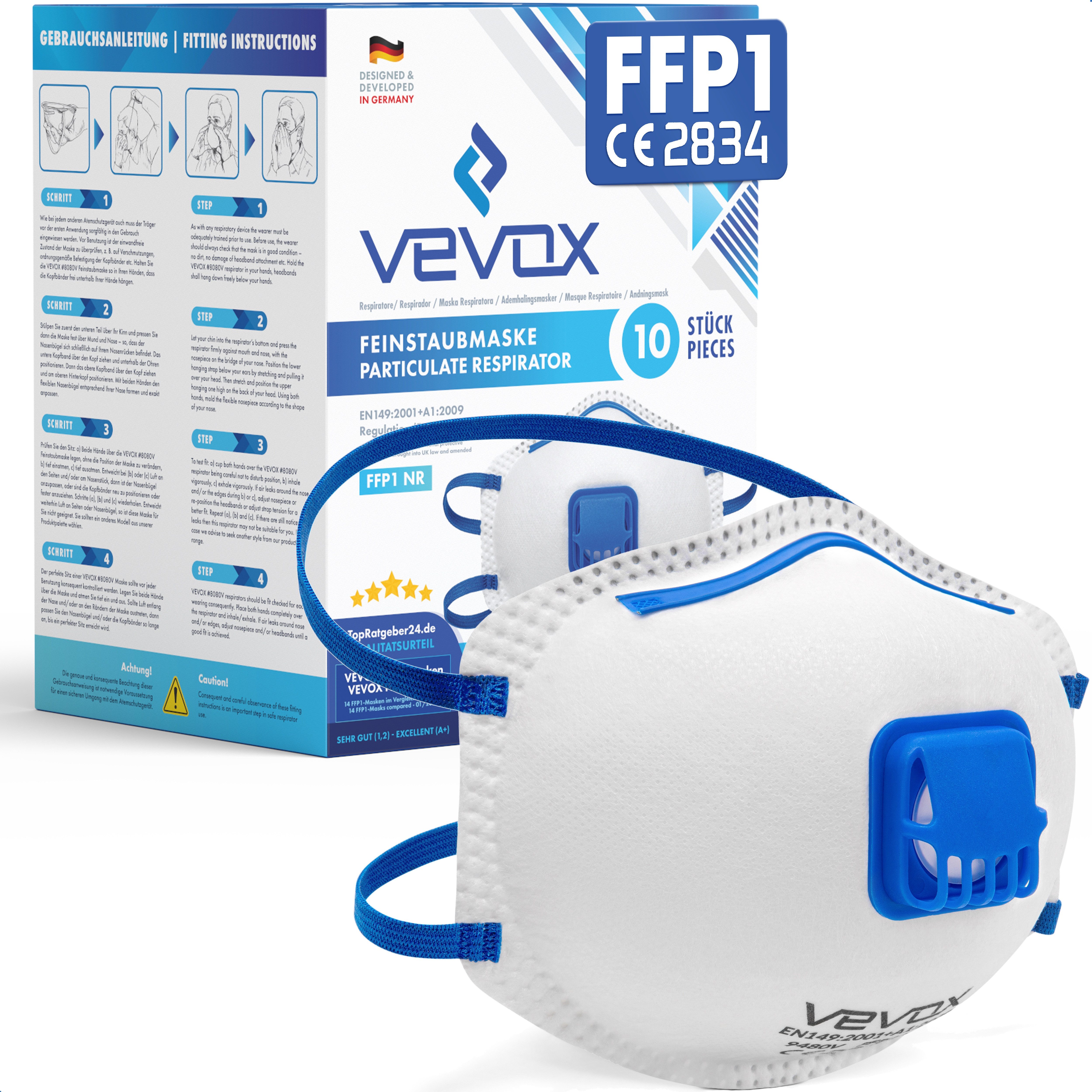 Mund-Nasen-Masken - FFP1 Maske mit Ventil – 5er, 10er oder 20er Set – Staubmaske –