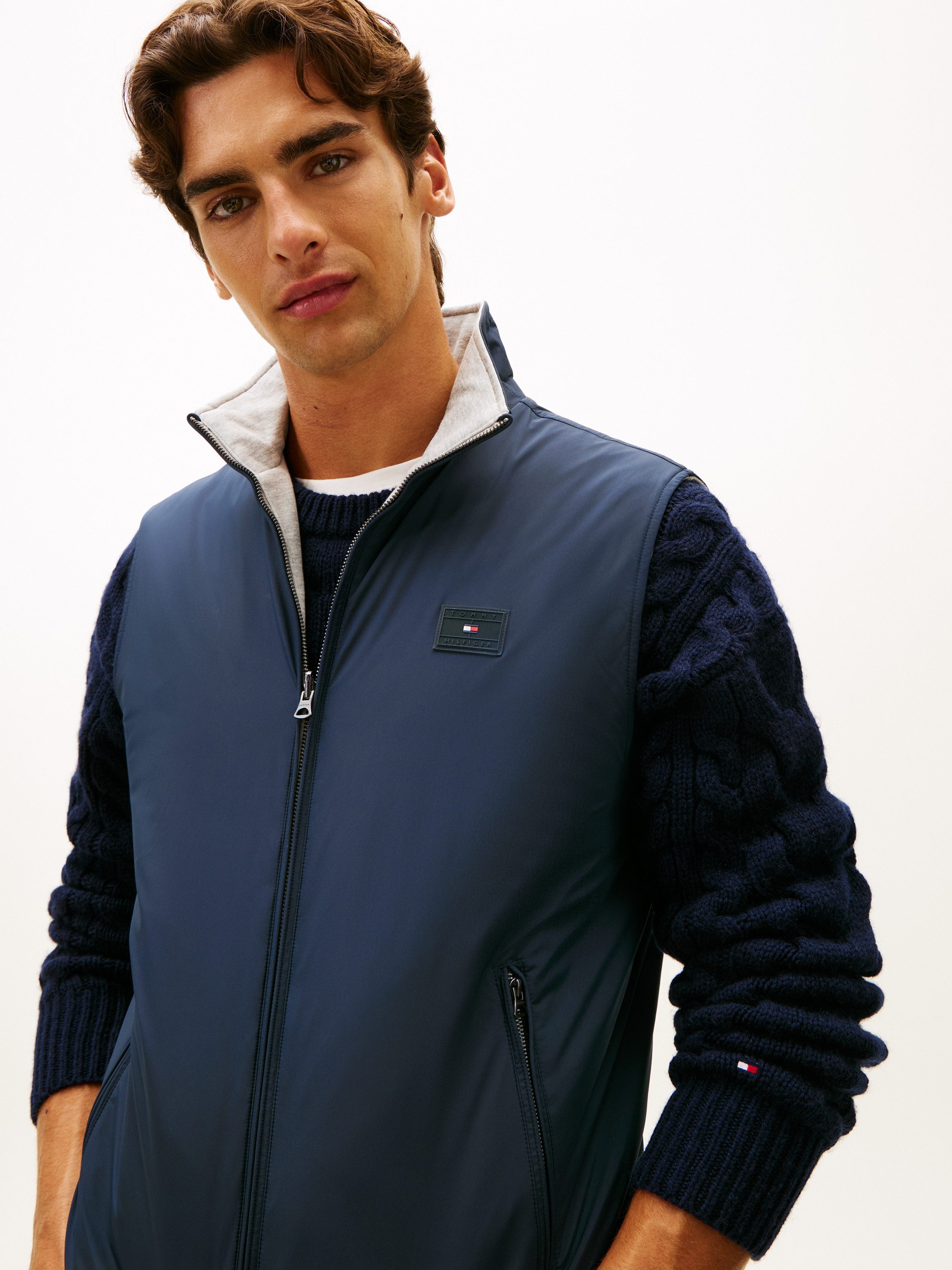 Tommy Hilfiger Wendeweste LW REVERSIBLE von beiden Seiten tragbar, Stehkragen, 2-Wege-Reißverschluss