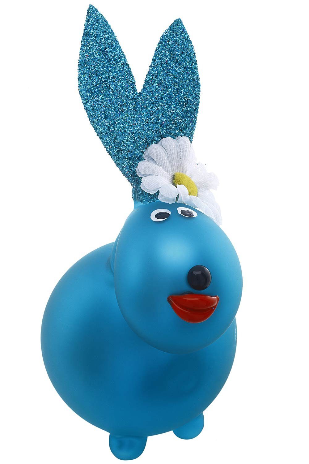 Hamburger Weihnachtskontor Osterhase Hase türkis matt (1-tlg), mundgeblasen - handdekoriert