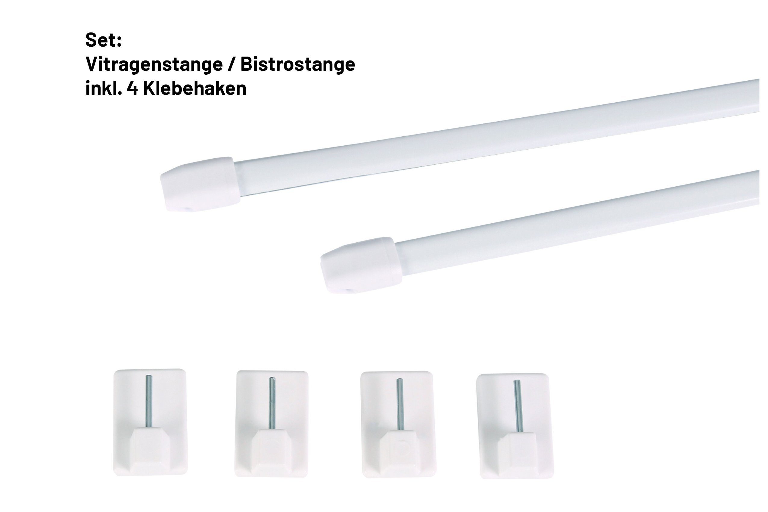 Deco-Raum Vitragenstange mit Klebehaken ausziehbar, ausziehbar, geklebt, ohne Bohren