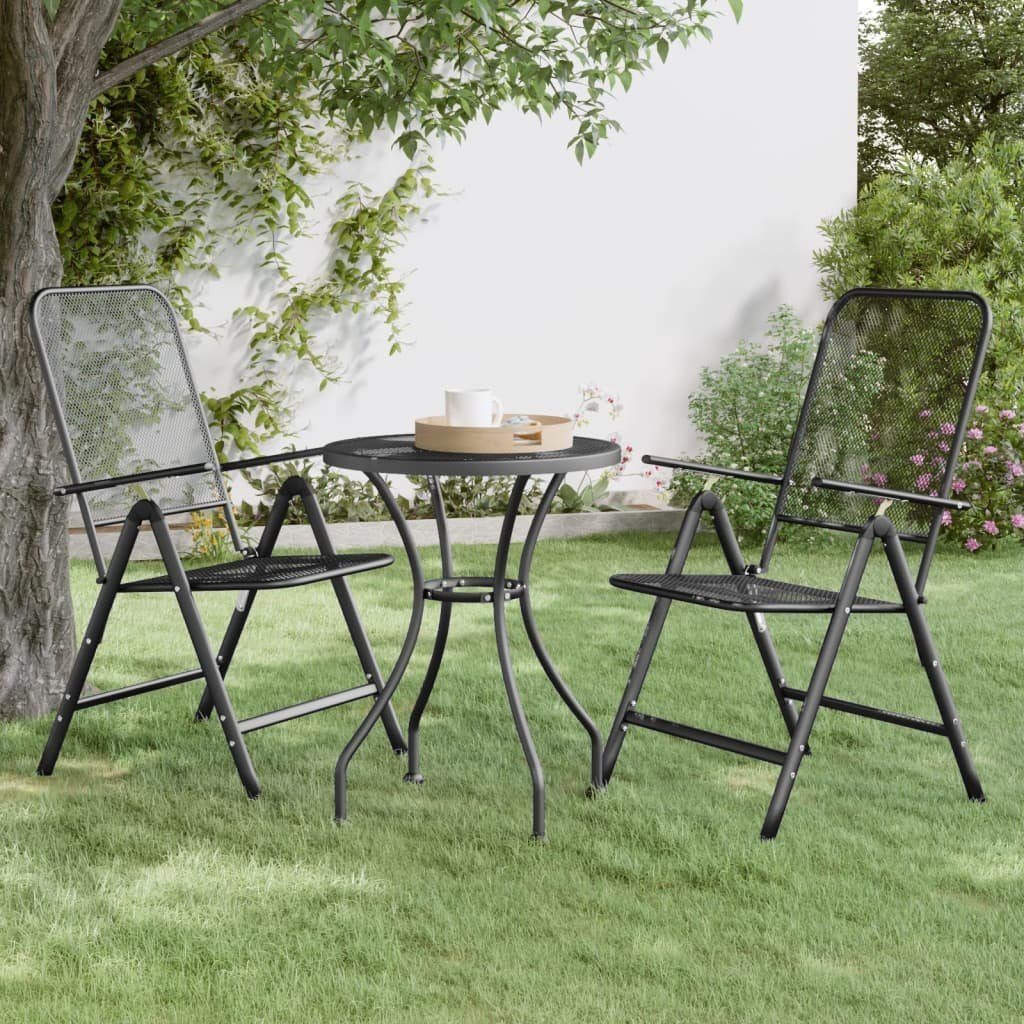 furnicato Gartenstuhl Klappbarer Anthrazit 56,5 x 61 x 106 cm (2 St), 7-fach verstellbare Rückenlehne für diese Sitzgruppe aus Eisen