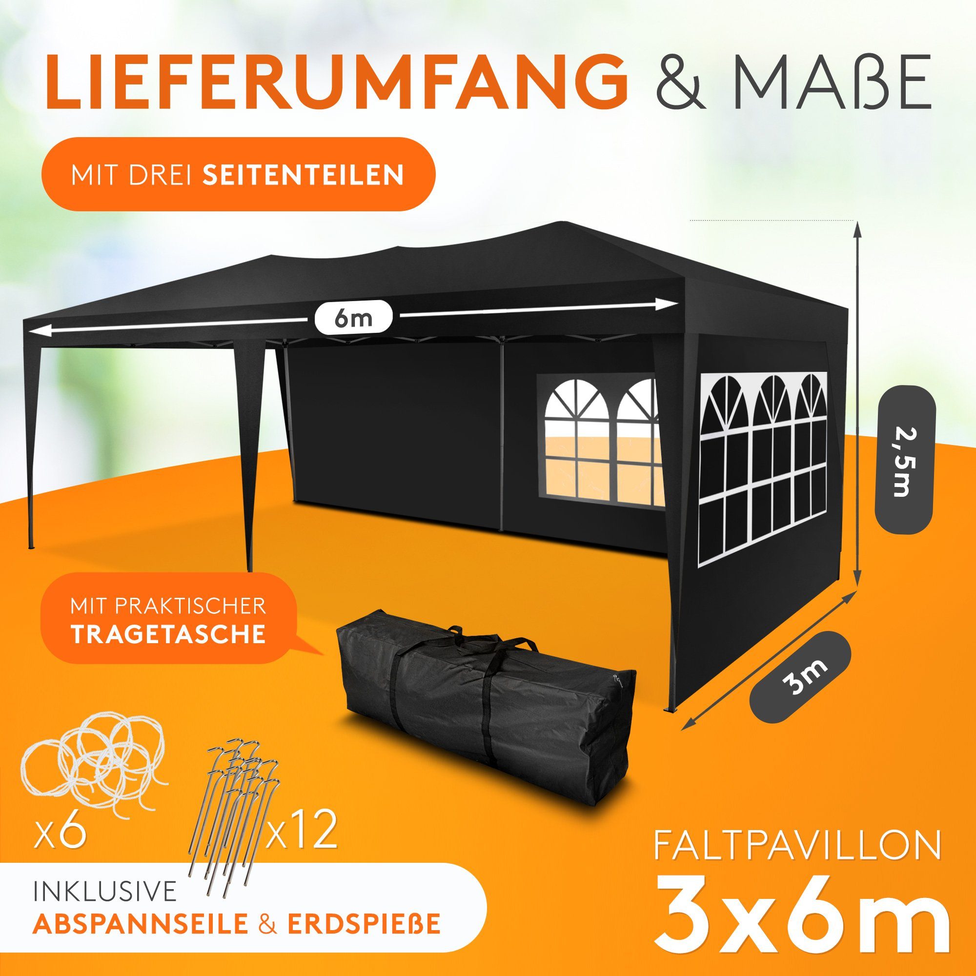 Kronenburg Partyzelt 3x6m wasserdicht - Gartenpavillon, günstig online kaufen