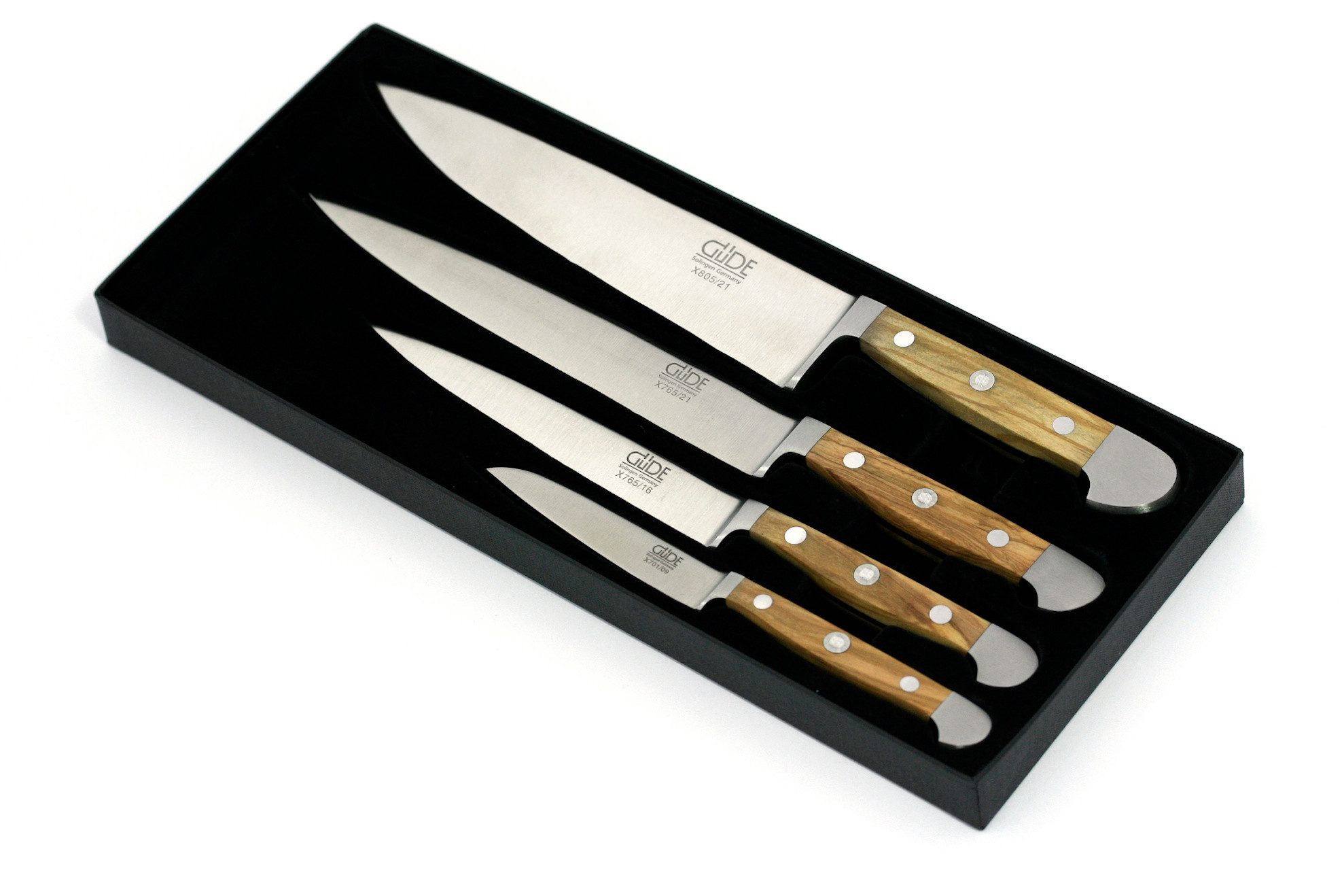 Güde Messer Solingen Messer-Set Güde Messerset 4-tlg. Geschenkbox, Alpha Olive