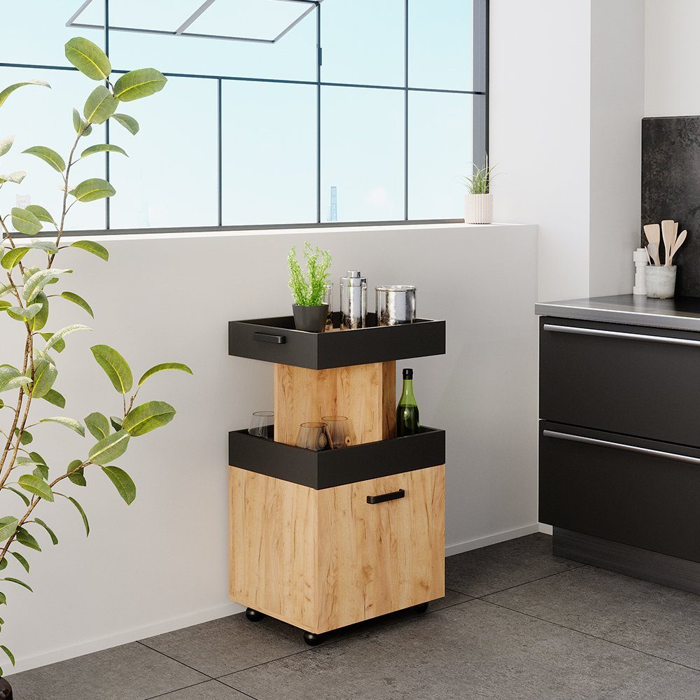 Vicco Barschrank Kamber, Goldkraft Eiche/Anthrazit, 50 x 89 cm