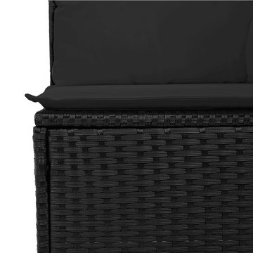 vidaXL Gartenlounge-Set 8-tlg. Garten-Sofagarnitur mit Kissen Schwarz Poly Rattan