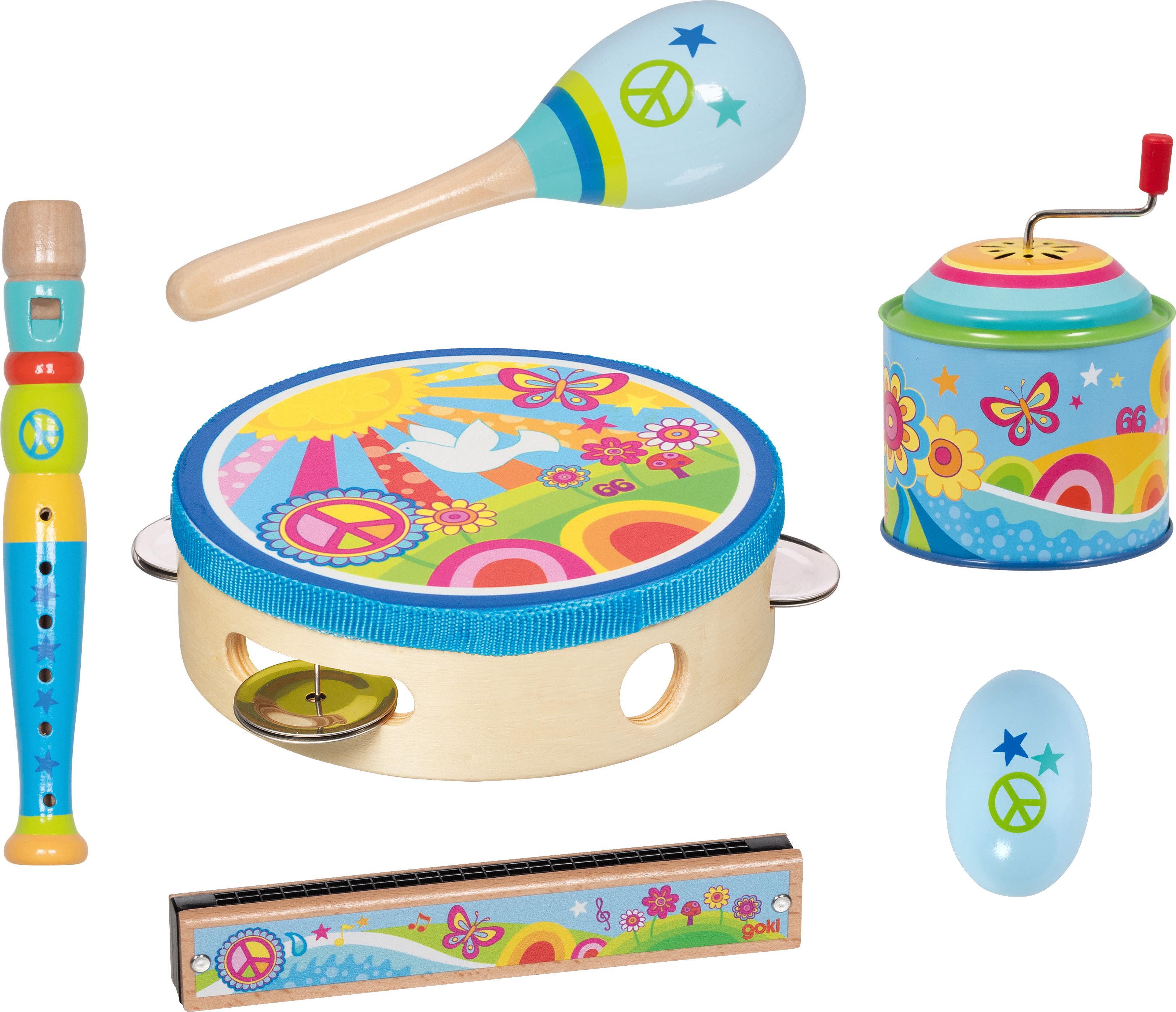goki Spielzeug-Musikinstrument Musikset goki66 – 6 bunte Kinder-Instrumente, (6 tlg)