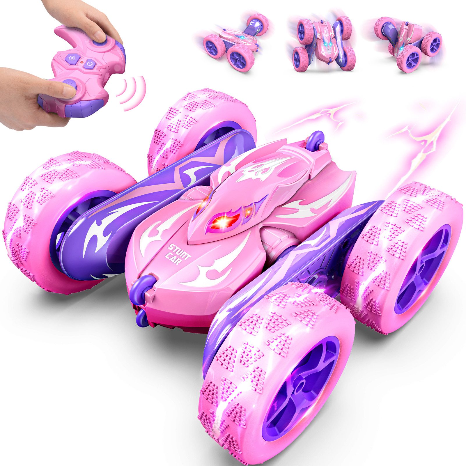 Wootoy RC-Auto RC Stunt Car 4WD Ferngesteuertes Auto Spielzeug-Auto mit 360°-Drehung (praktischem USB-Laden und beidseitige Fahrfunktion, 1-tlg., mit stoßdämpfenden Gummireifen für verschiedene Untergründe), RC-Stuntfahrzeug als Geschenk für Kinder und Rennsportbegeisterte