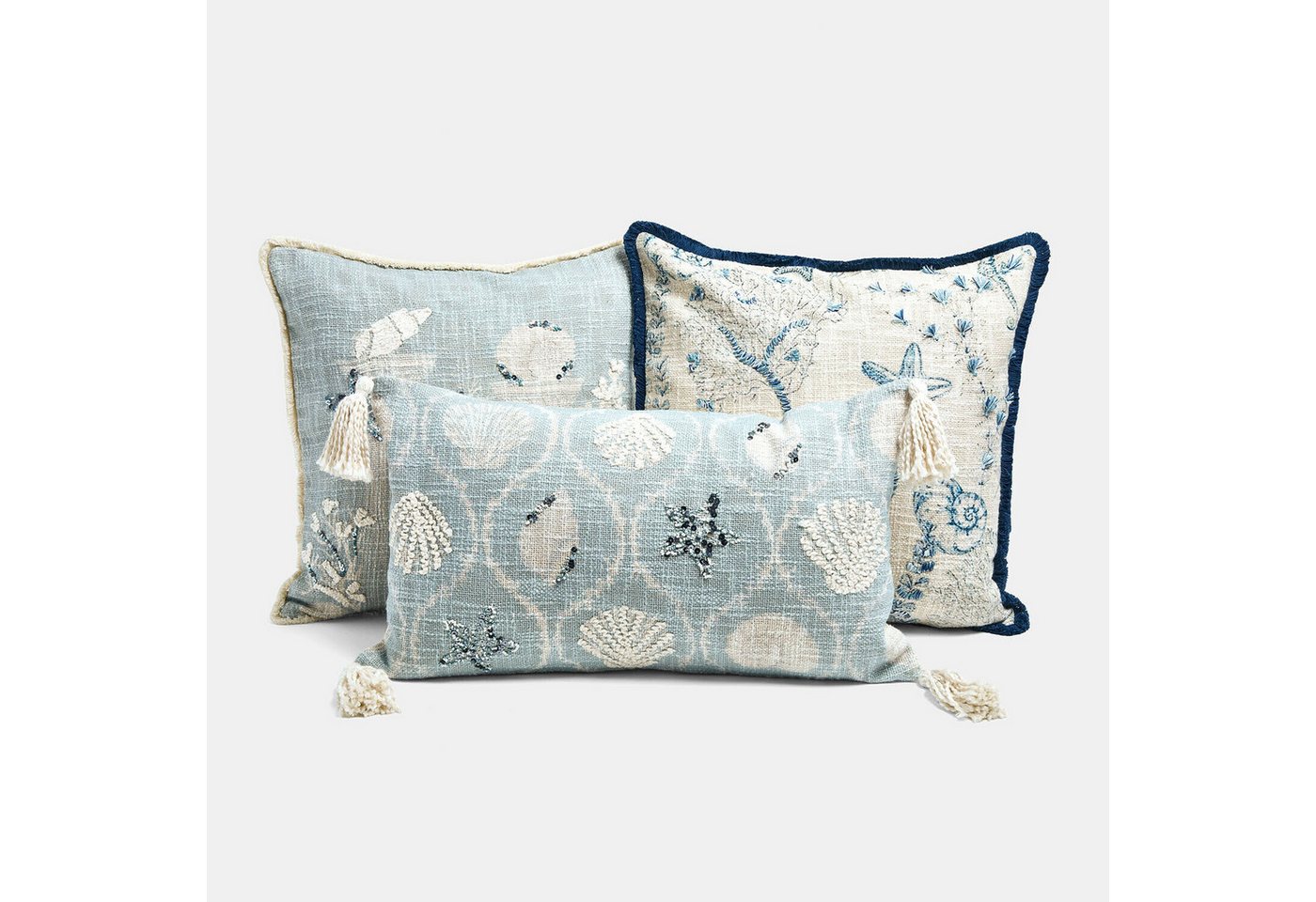 Mirabeau Kissenhülle Kissenhülle 3er Set Calerand weiß/blau