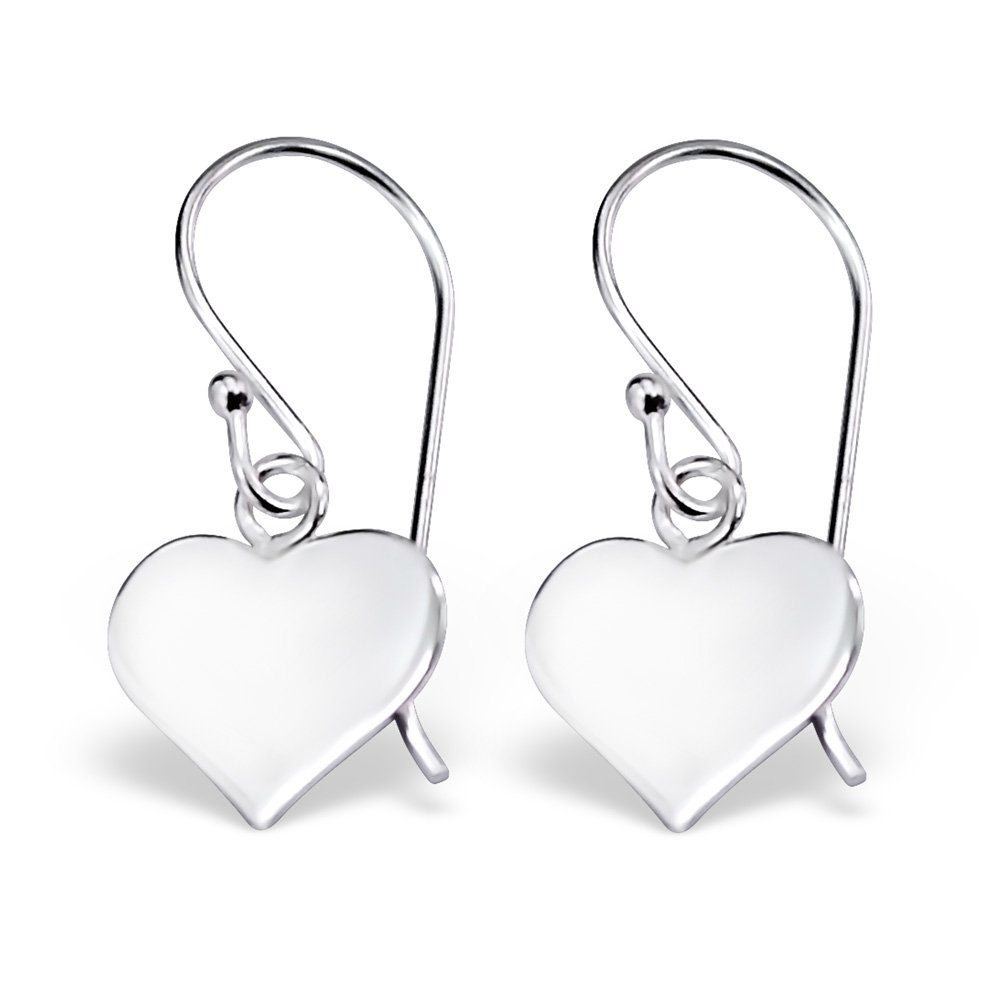 Damen Ohrschmuck Herzen aus Ohrring-Set (1 Ohrringe BUNGSA Paar Stück), (2 2-tlg), Silber Ohrhänger 925