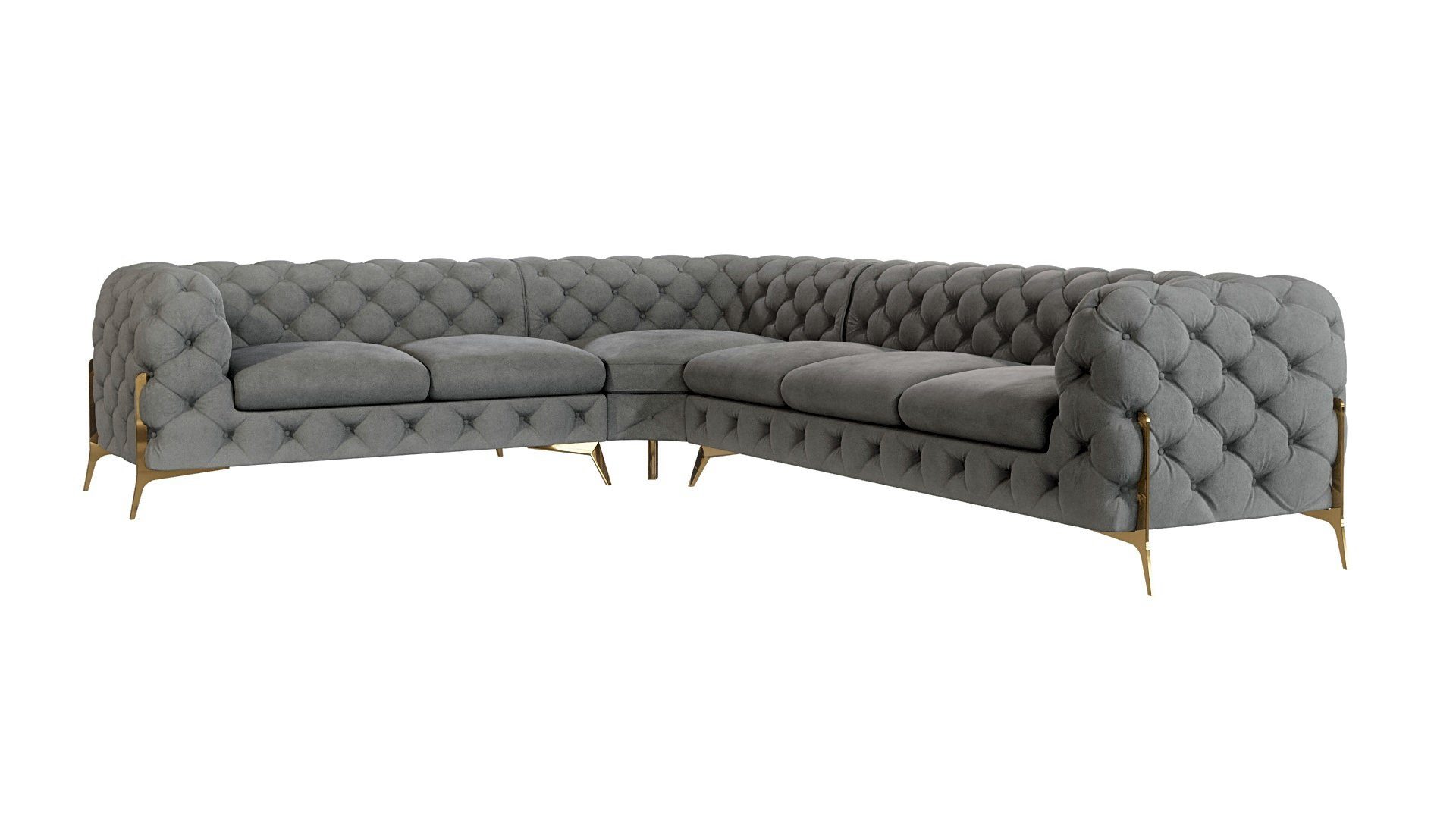 S-Style Möbel Ecksofa Ashley, Chesterfield mit Goldenen Metall Füßen, mit W günstig online kaufen