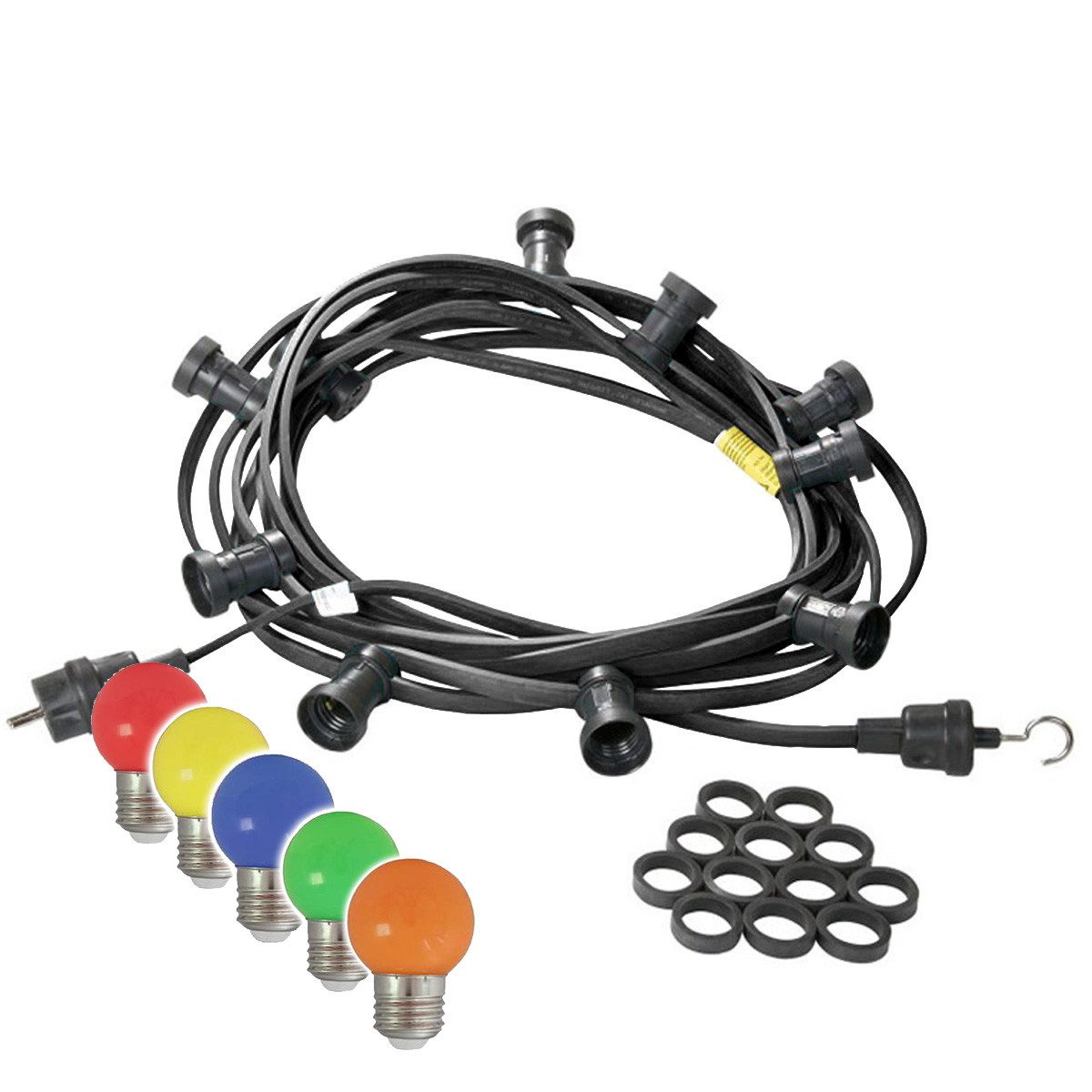 SATISFIRE LED-Lichterkette Illu- Party Garten Außenlichterkette 10 bunte LED Kugellampen 10m, 10-flammig