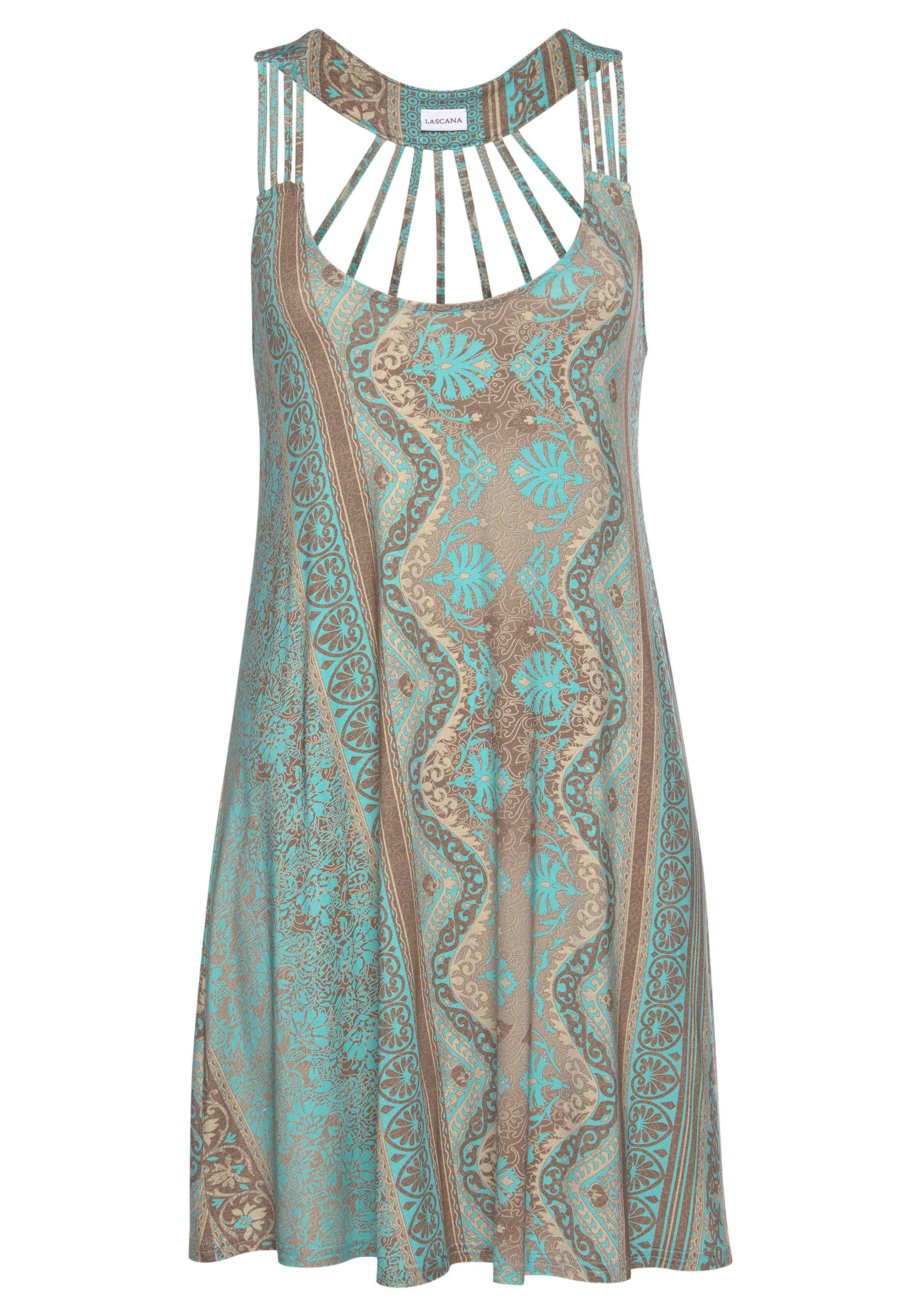 LASCANA Strandkleid mit toller Rückenansicht, Sommerkleid im Alloverdruck, Minikleid. € 39,99