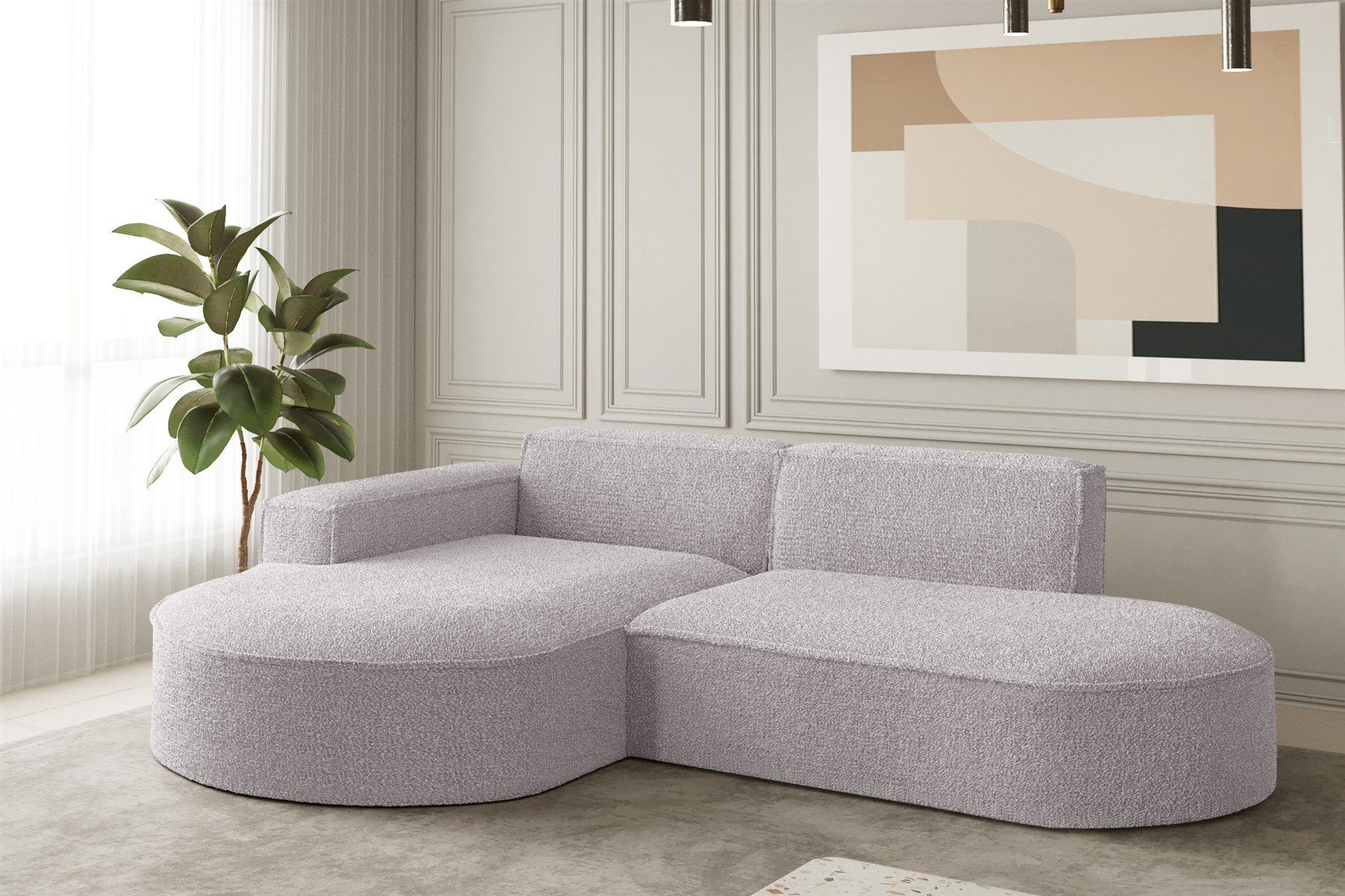 Fun Möbel Ecksofa Ecksofa Designersofa PALMA XS mit mane in Stoff Ascot, Rundumbezug Rosé