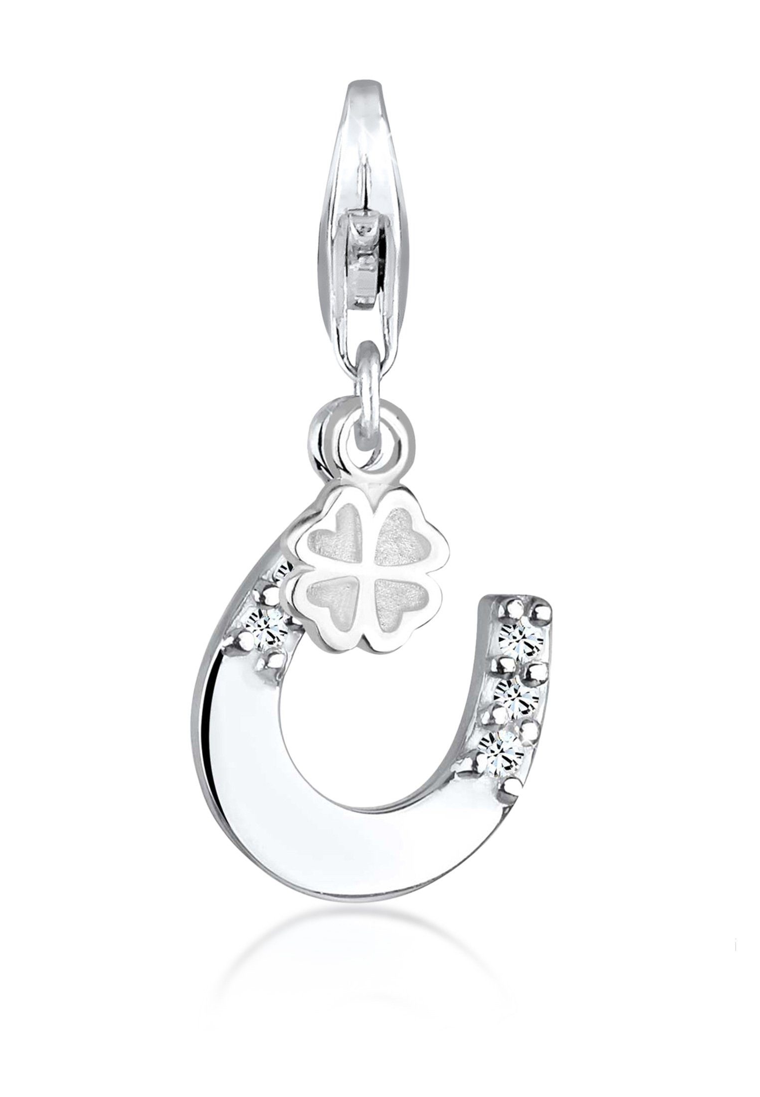 Elli Charm-Einhänger Hufeisen Kleeblatt 925 Silber, mit Kristallen von Swarovski®, Hufeisen