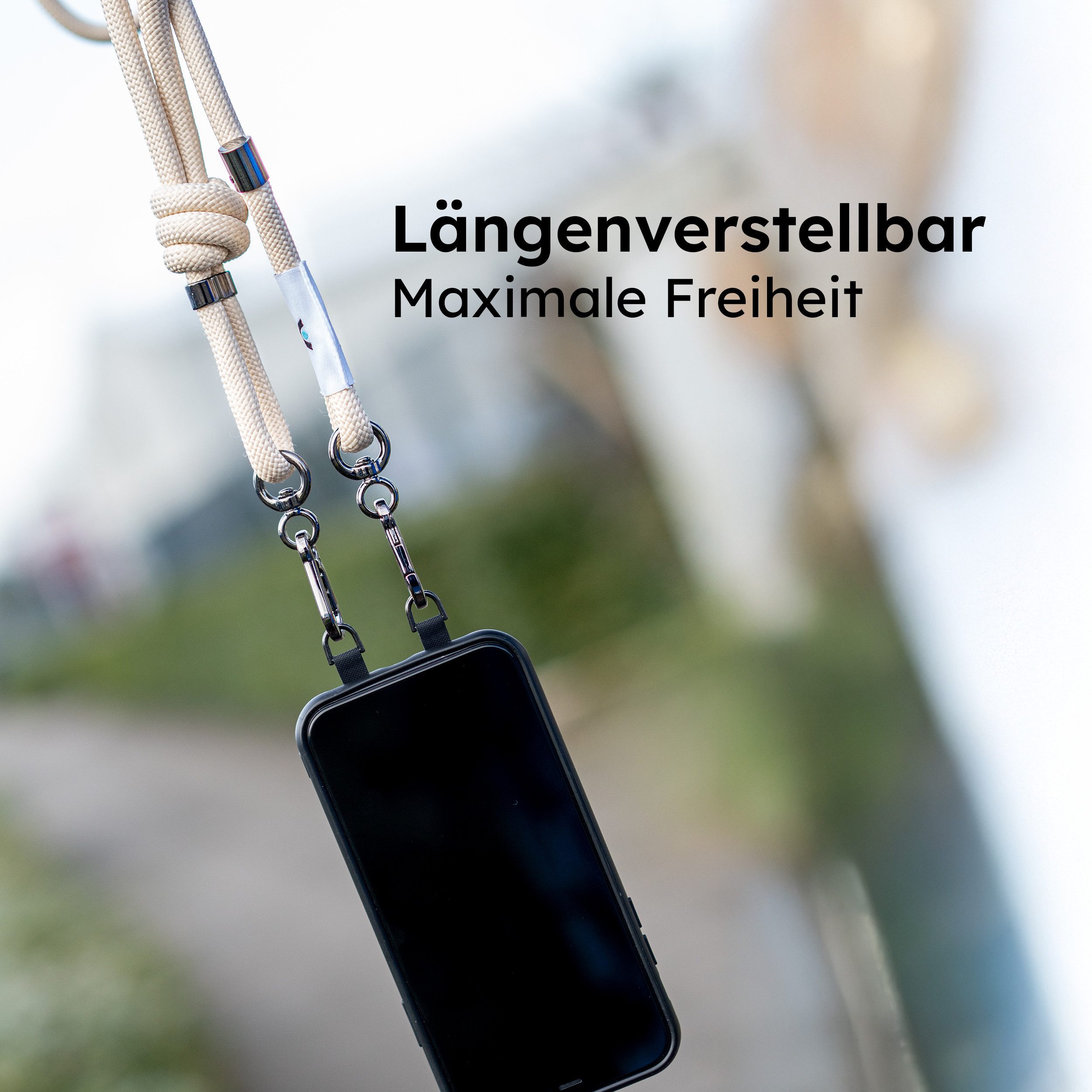 alkaya. Handykette A Strap Handykette zum Umhängen - verstellbar, in schwarz – Bild 3 von 5