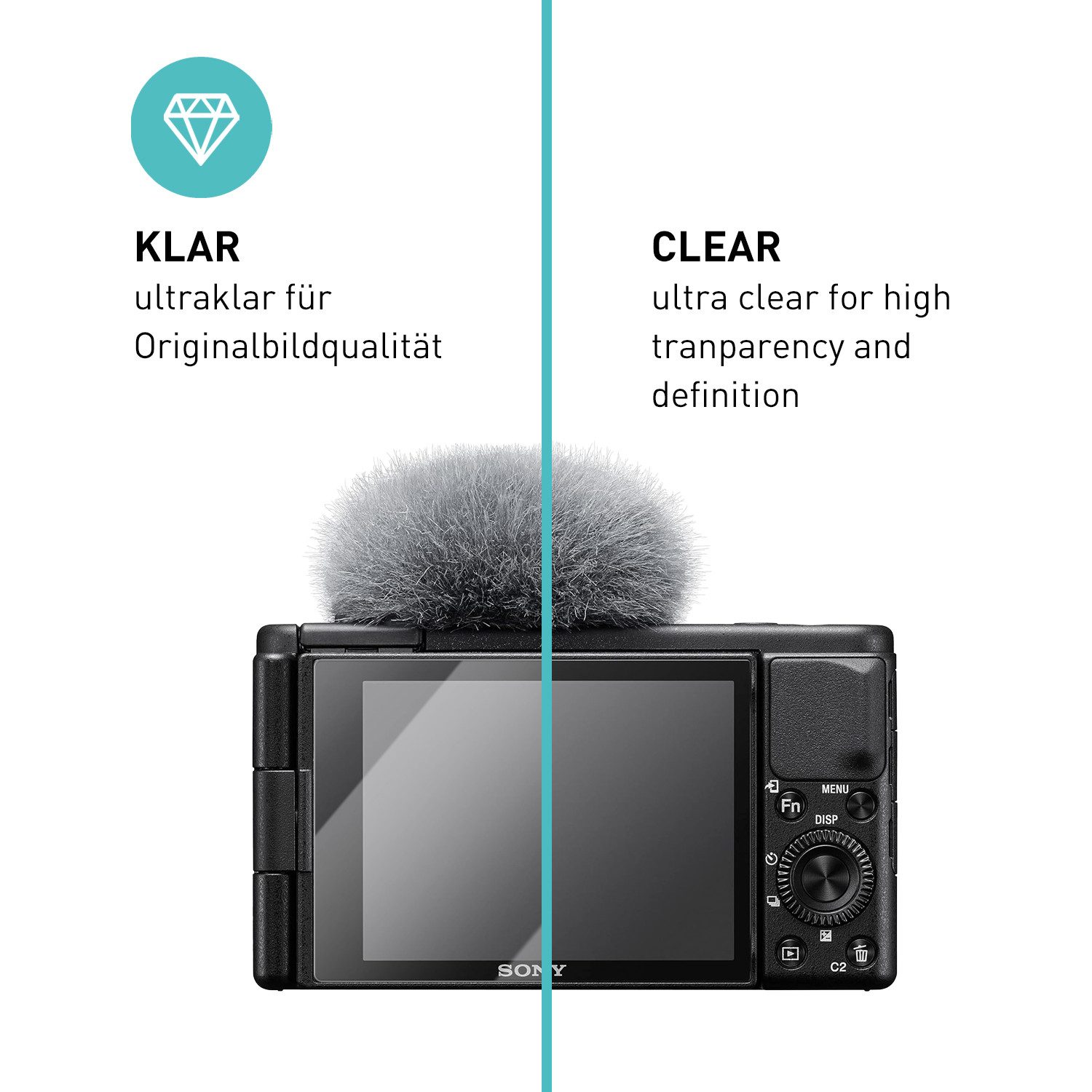 smartect Displayschutzglas Schutzglas Panzerfolie Klar für Sony Alpha ZV-1, Set, 3 Stück, Schutzfolie Glasschutz Bildschirm