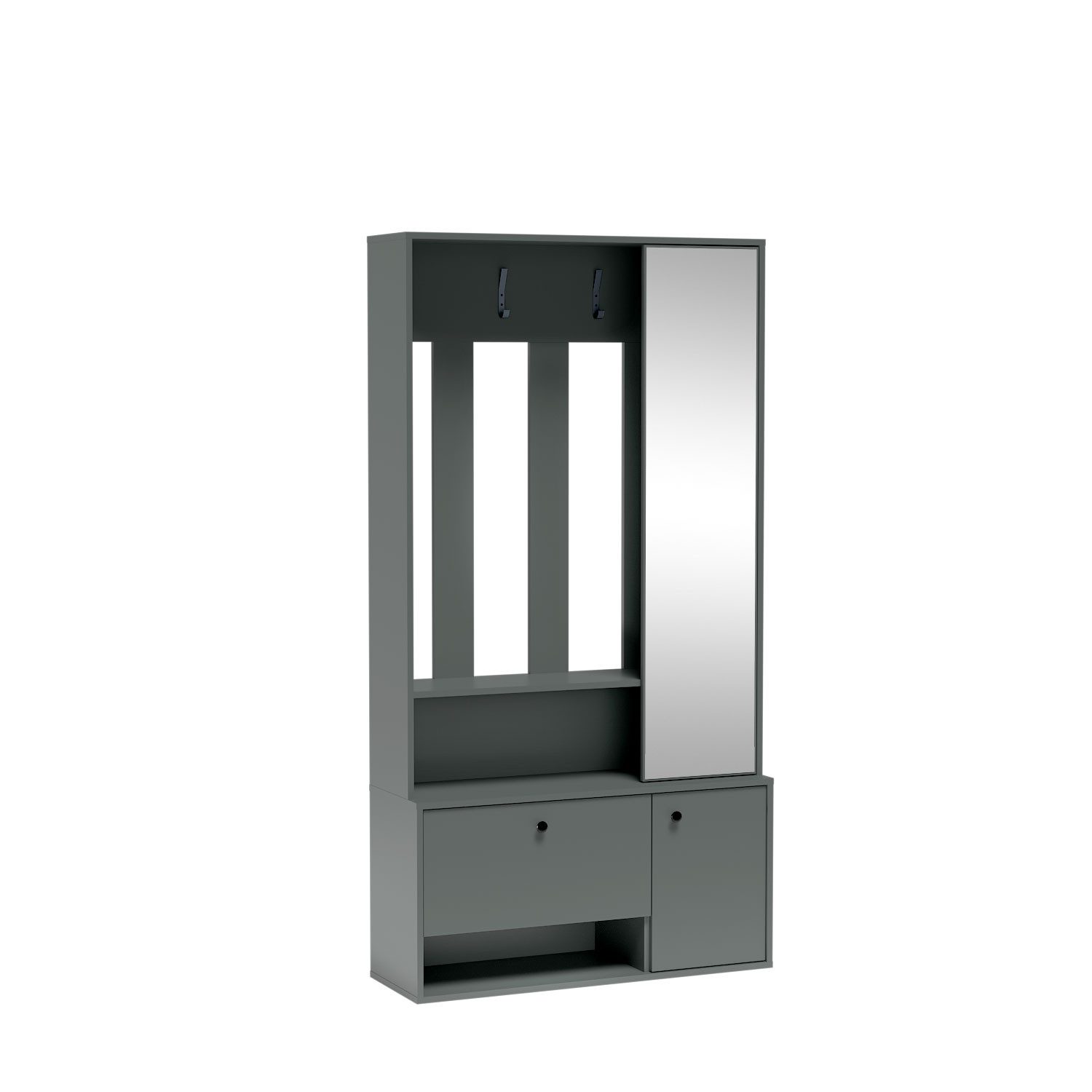 Compleo Garderobenschrank Geräumiger Garderobenschrank für den Flur mit Spiegel ISA Modernes Design