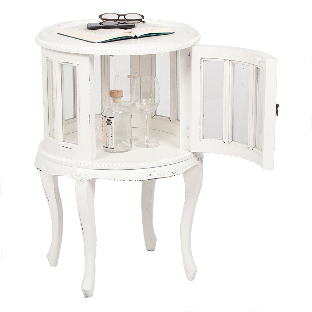 LebensWohnArt Mehrzweckschrank Landhaus Barschrank CORUNA-Rund 75cm Antique günstig online kaufen