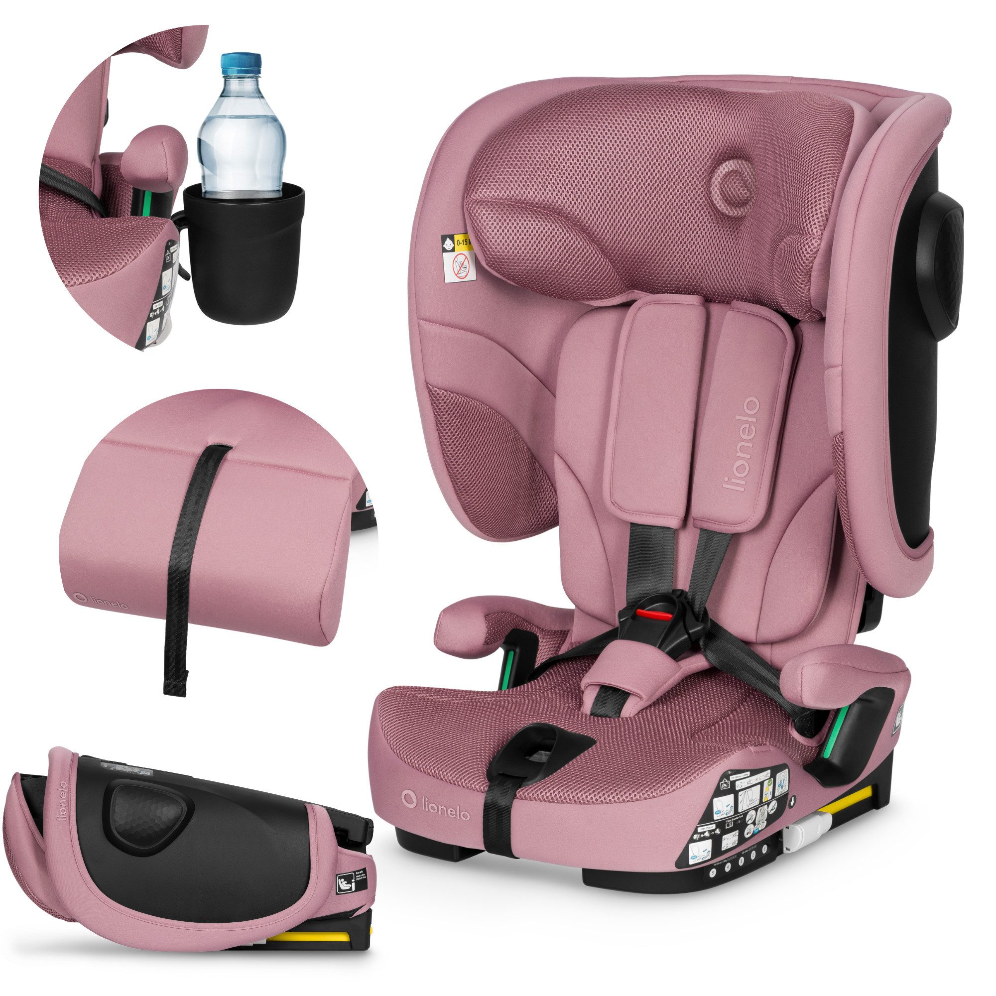 lionelo Autokindersitz NELLY I-SIZE, ab: ab Geburt, bis: 36 Monaten, ab: 76 cm, bis: 150 cm, (Set), Verstellbare Kopfstütze/4 Neigungspositionen/Reduziereinsatz