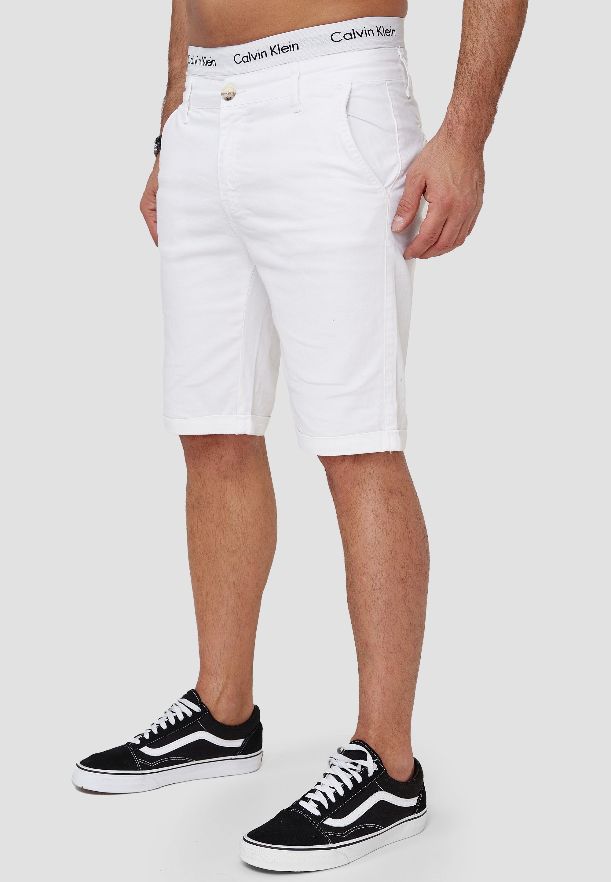 OneRedox Shorts SH-3364 Hose Bermudas (Kurze Casual 1-tlg., im modischem Design) Freizeit Sweatpants, Weiß Fitness