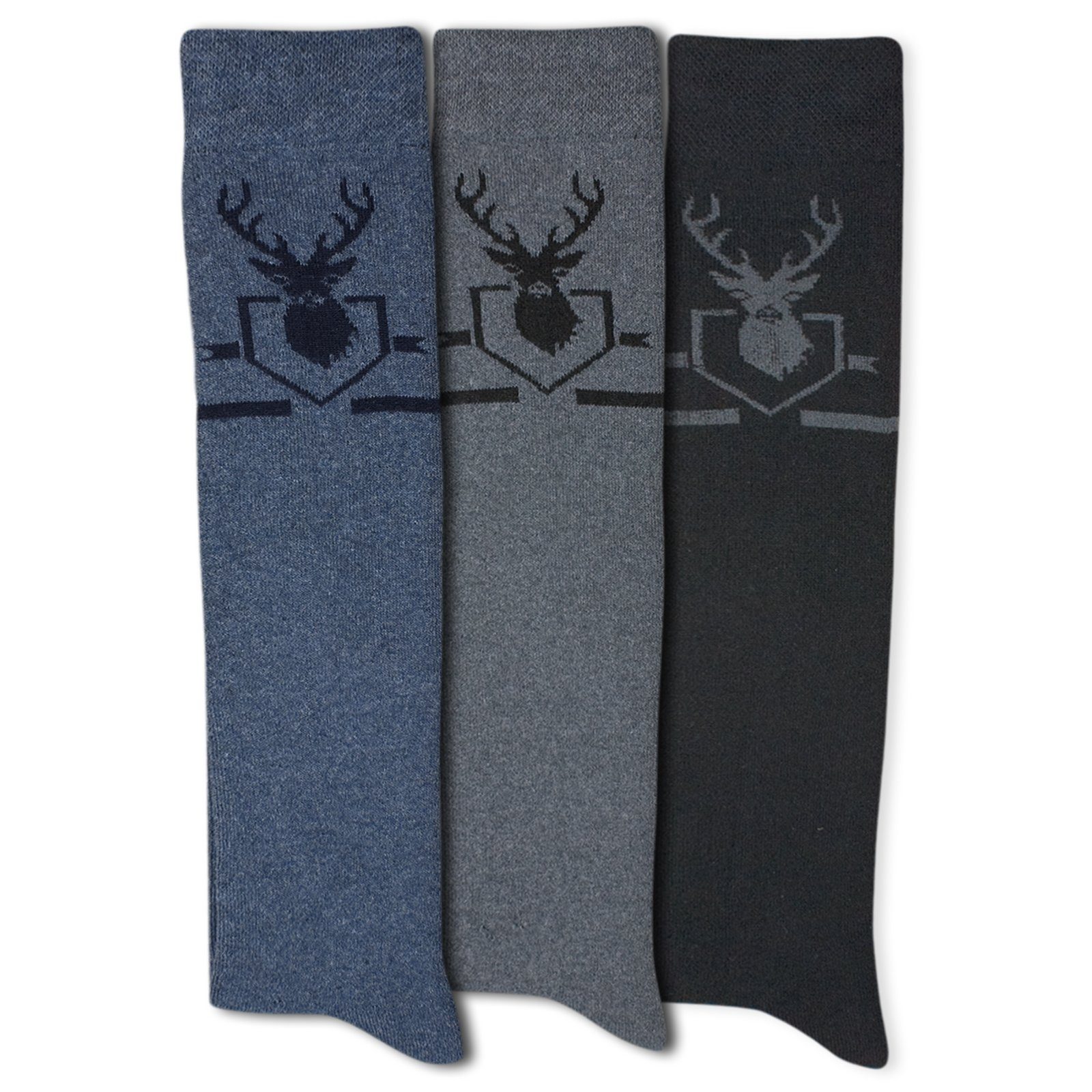 Die Sockenbude Kniestrümpfe THERMO (Bund, 3-Paar, grau jeansblau schwarz) V günstig online kaufen