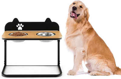 KOMFOTTEU Futterstation Hundenapf, höhenverstellbare Doppelnapf, für Futter & Wasser