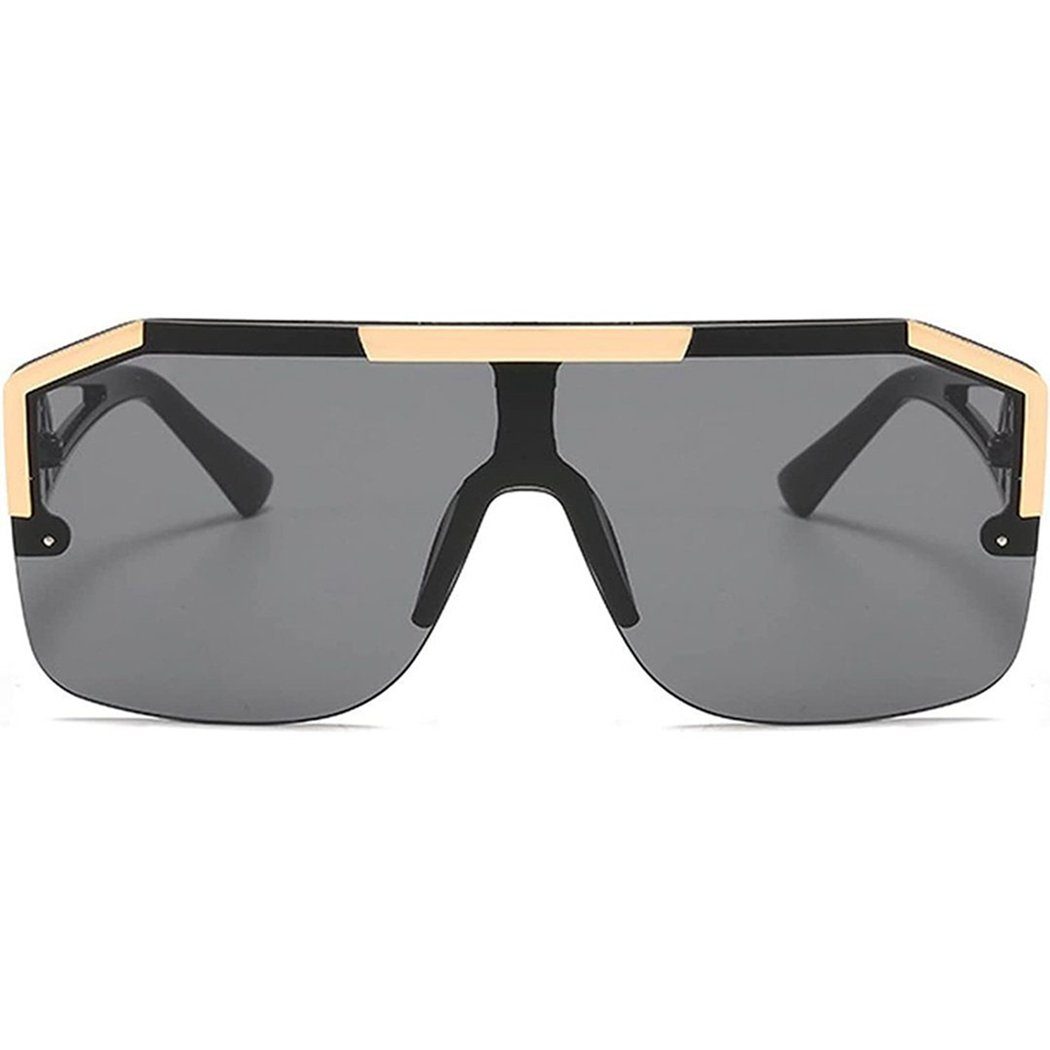 DAYUT Sonnenbrille schwarz Unisex groß (1-St) quadratisch Sonnenbrille