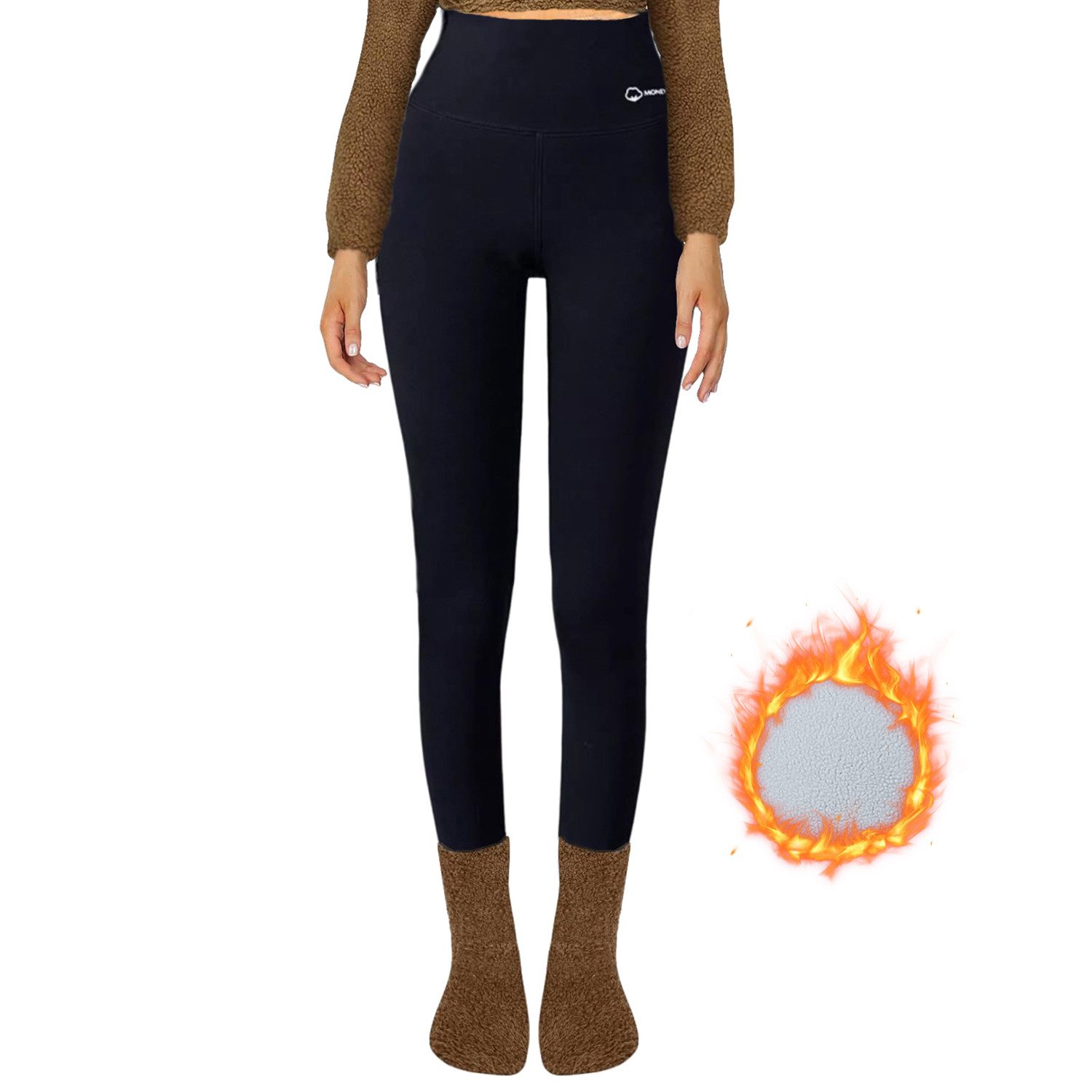 Refttenw Thermoleggings Gefütterte Strumpfhose High Waist Laufhose Thermoho günstig online kaufen