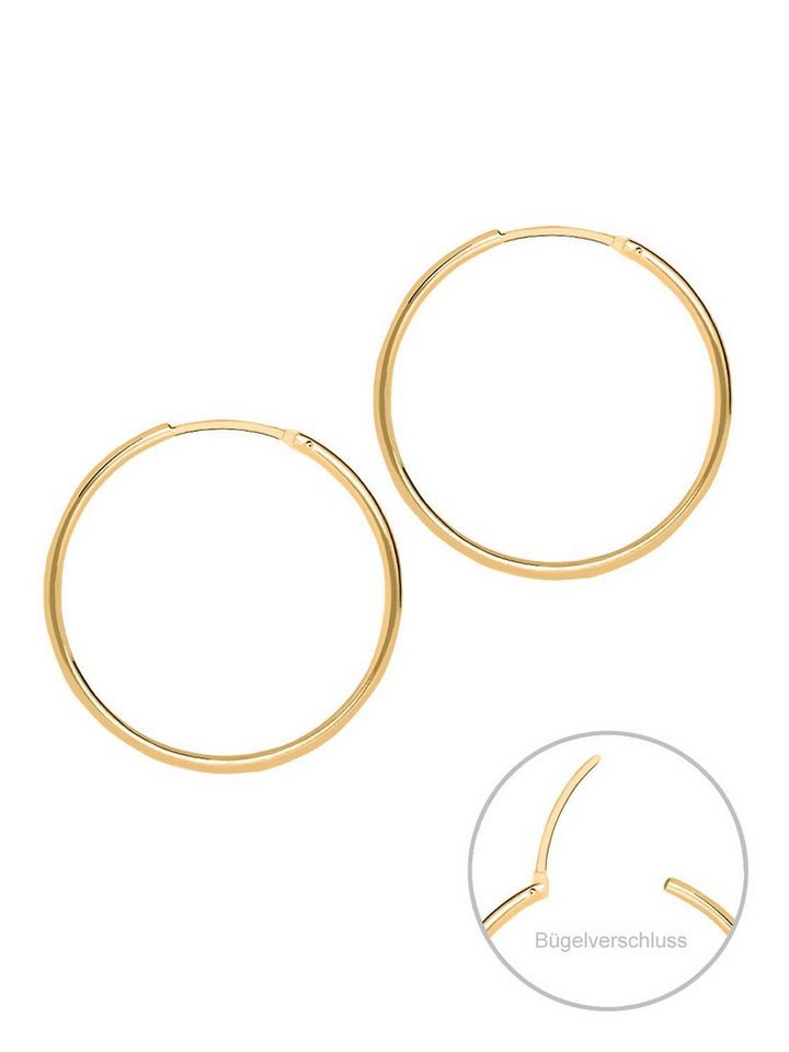 My Gold Paar Creolen Damen & Mädchen Ohrringe Gold 333 Klein Mini Ø 15mm / 1.2mm - Leyla (Set, 2-tlg., inkl. Schmuckbox), Geschenke