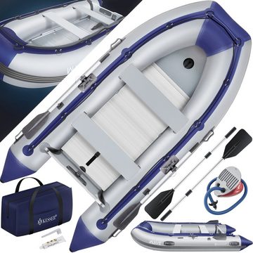 Schlauchboot, Gummiboot, Wasserfahrzeug, aufblasbares Ruderboot, Freizeitboot, Schlauchboot - mit 2 Sitzbänken, Aluboden, Luftpumpe, Reparaturset und Paddel - Aufblasbares Ruderboot in Grau - PVC, Familiengröße bis 4 Personen