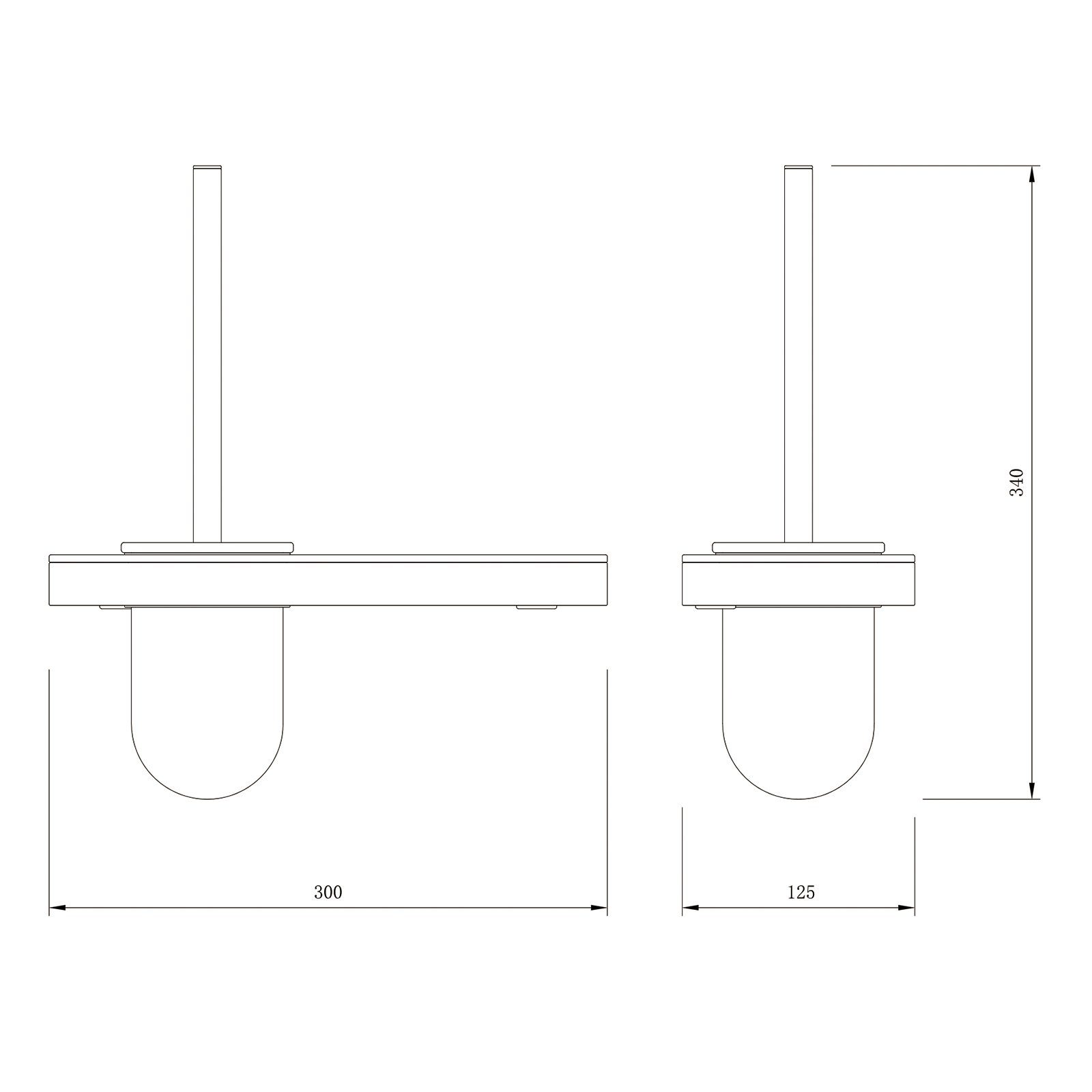 Chrom / Farbe Weiß aus G505, WC-Reinigungsbürste Edelstahl aus mit Bernstein - Glas Ablage wählbar /