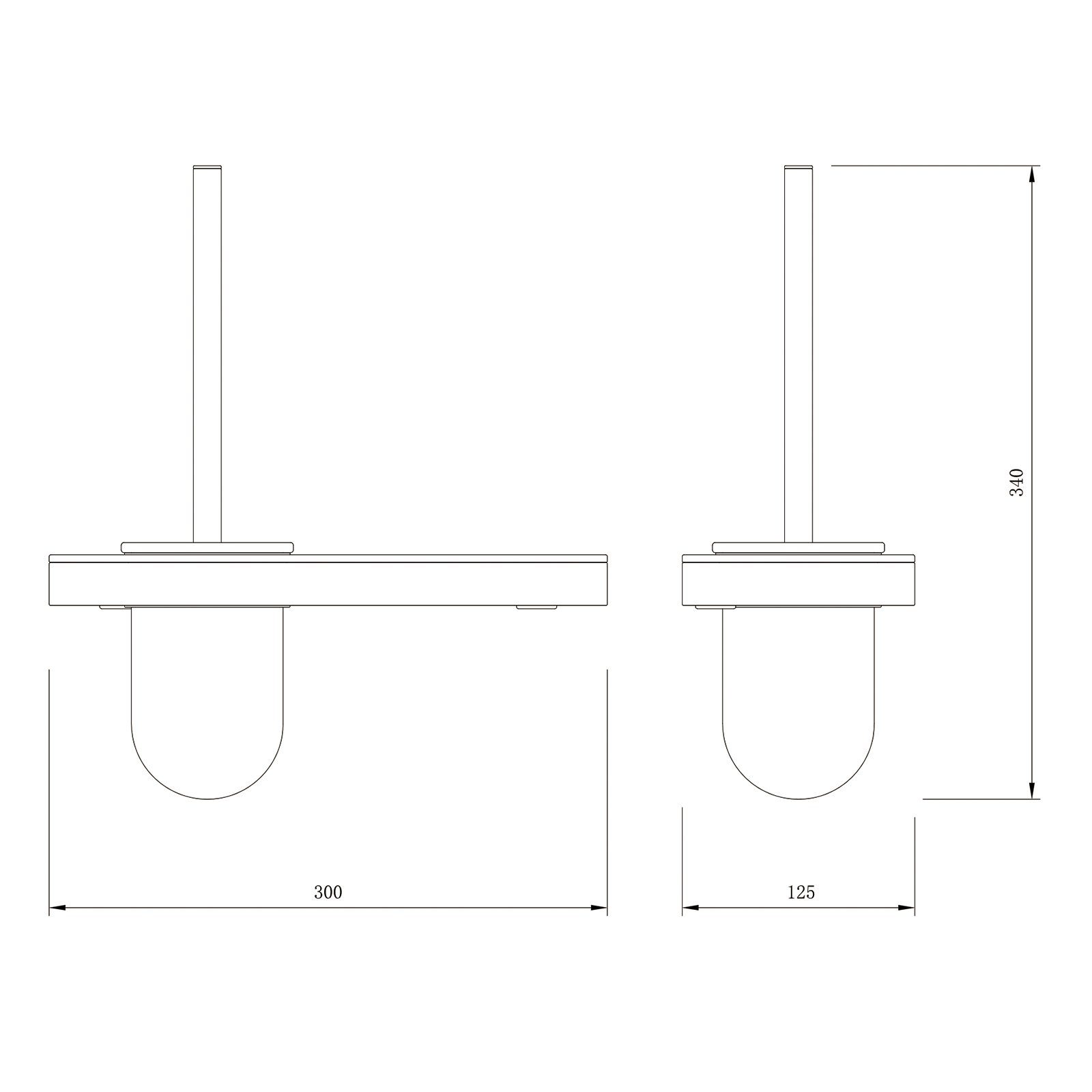 wählbar Weiß - Edelstahl Glas / aus Farbe G505, / WC-Reinigungsbürste Ablage Bernstein aus Chrom mit