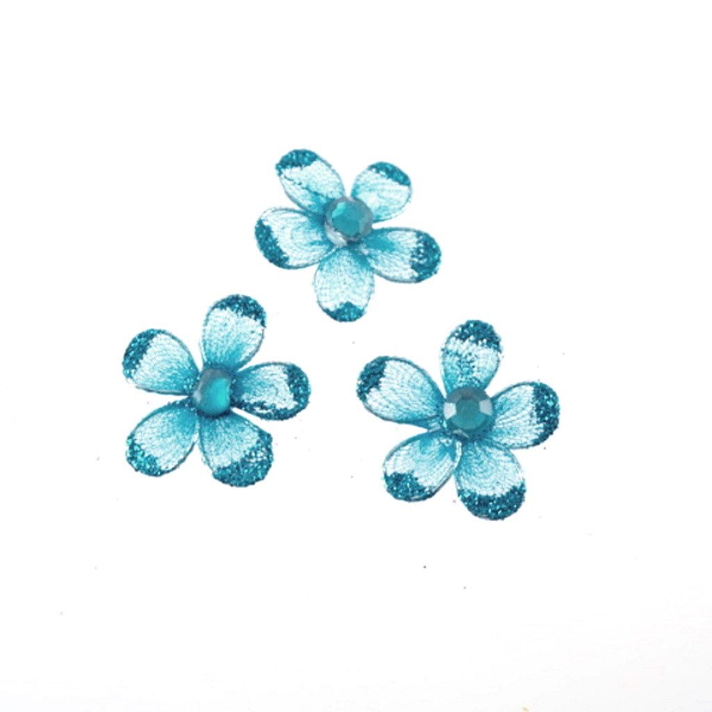 Deko AS Bastelperlen Silkflower mit Perle und Klebepunkt - türkis - 25 mm - 12 Stück - 9…, (1-tlg), gedrahtet