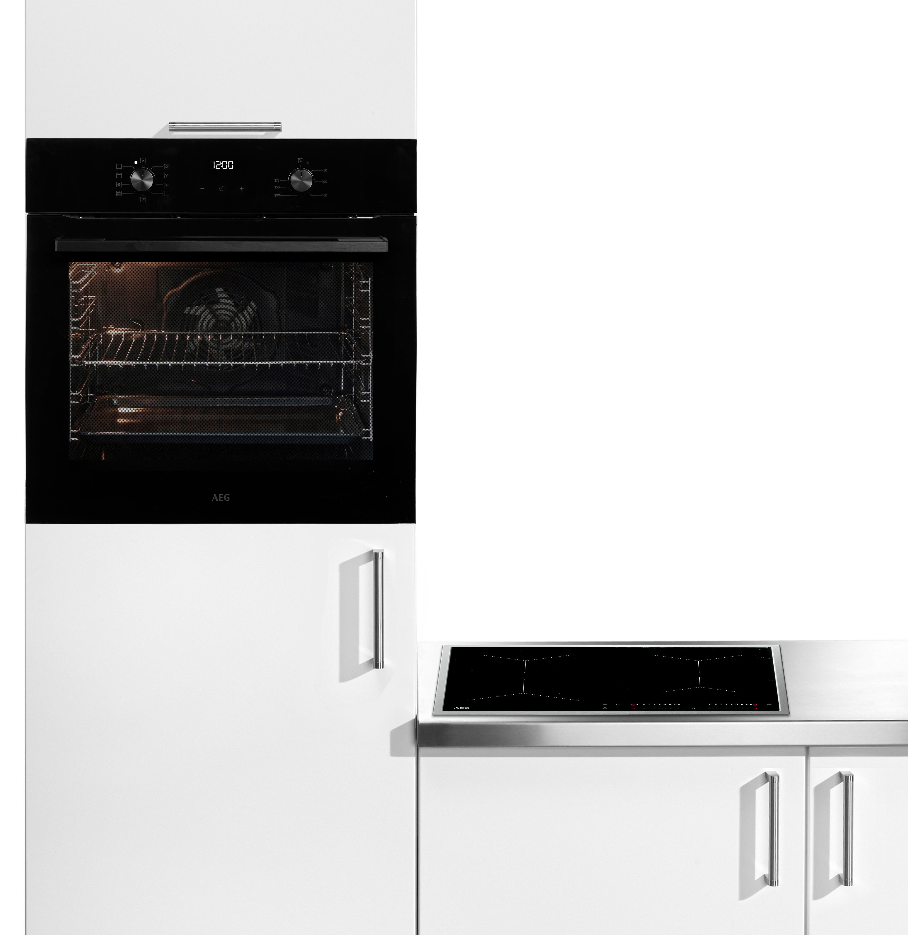 AEG Backofen-Set HH24BSIB, Aqua Clean, Induktionskochfeld mit 14 Leistungsstufen, autarker Backofen