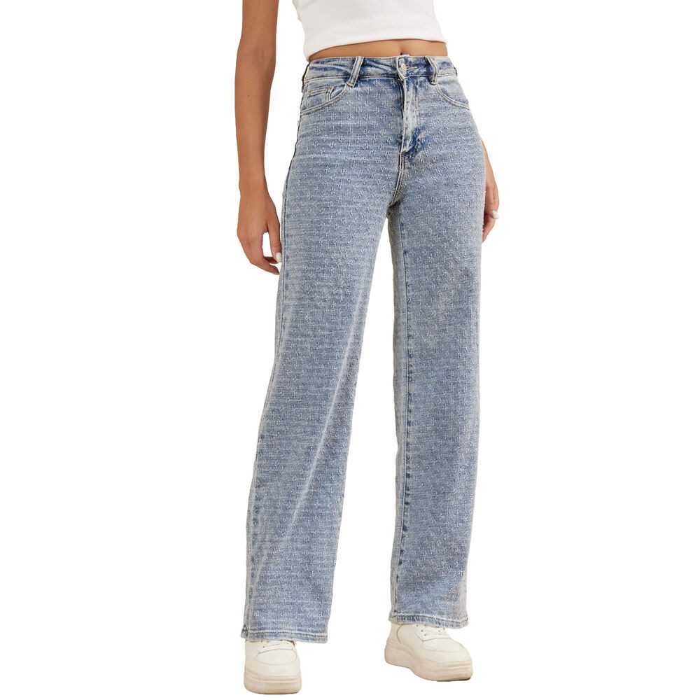 Ital-Design Stretch-Jeans Damen Freizeit (91279888) Destroyed-Look Stretch High Waist Jeans in Hellblau
