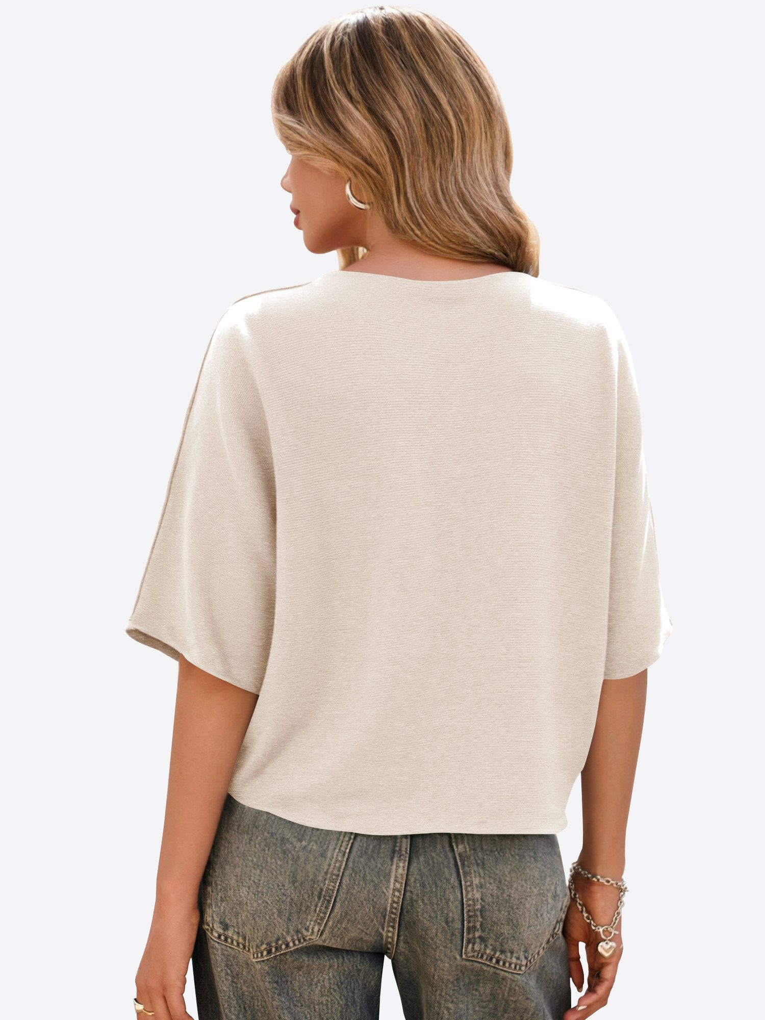 Imily Bela Strickpullover Damen Kurzarm Pullover locker geschnitten (Packun günstig online kaufen
