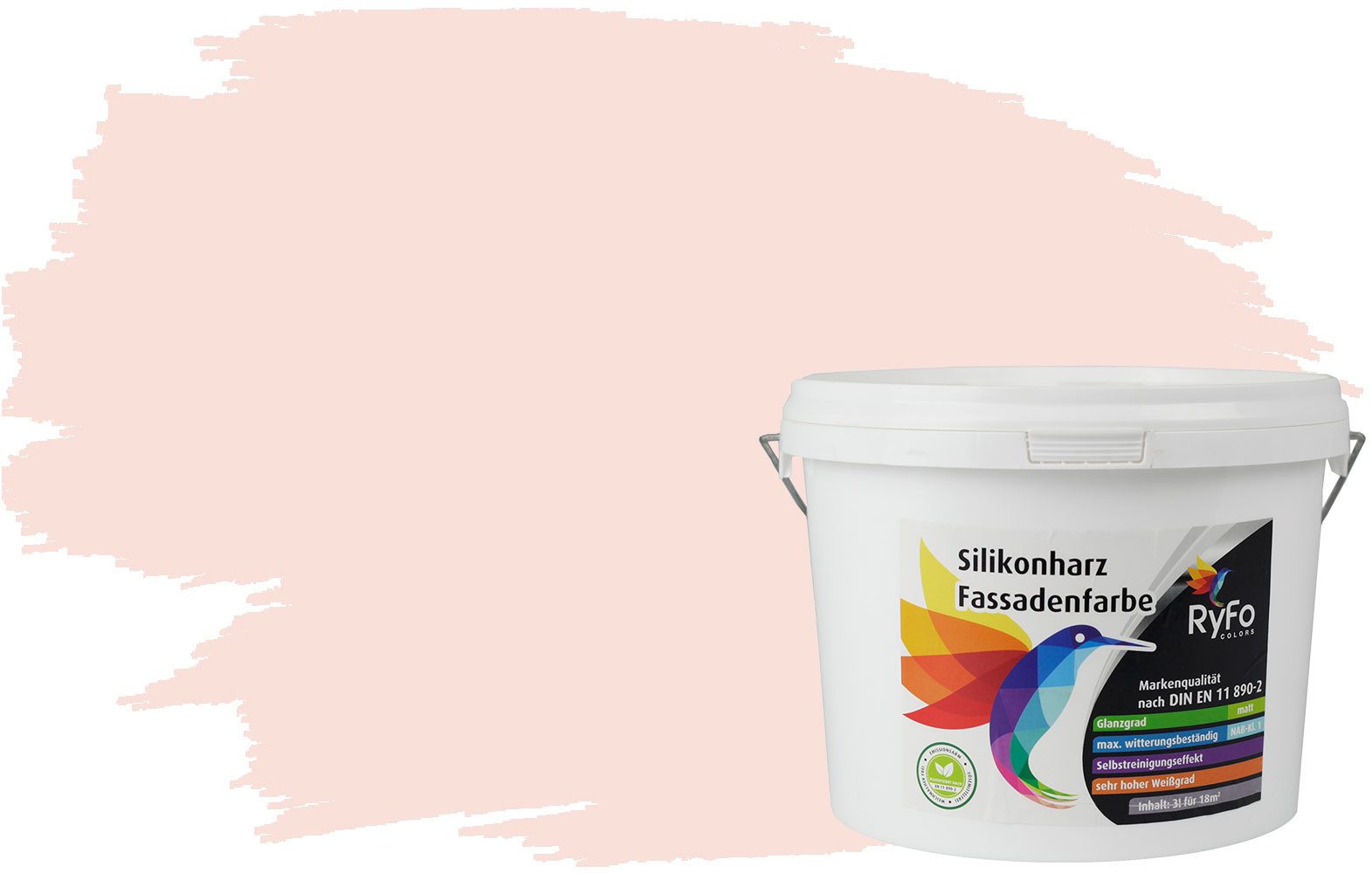 RyFo Colors Fassadenfarbe Silikonharz Fassadenfarbe Weißtöne, 1 L ca. 6 m², Wasserabweisend, diffusionsfähig, schützt vor Schmutz, UV-beständig