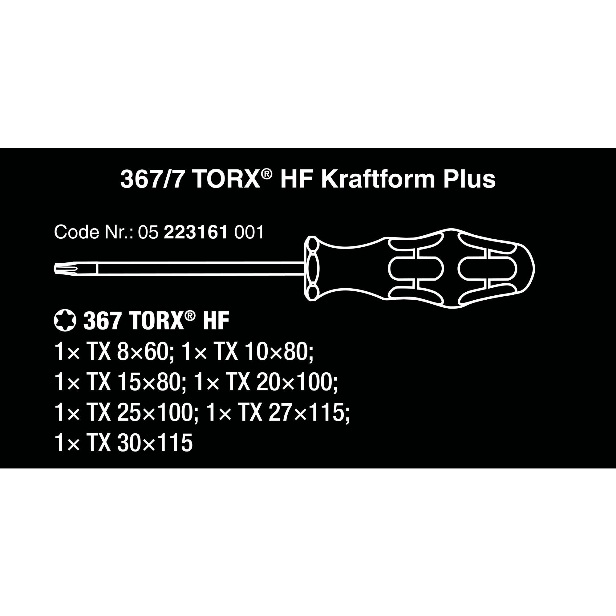 367/7 Wera Schraubendreher HF Kraftform Schraubendrehersatz Wera TORX